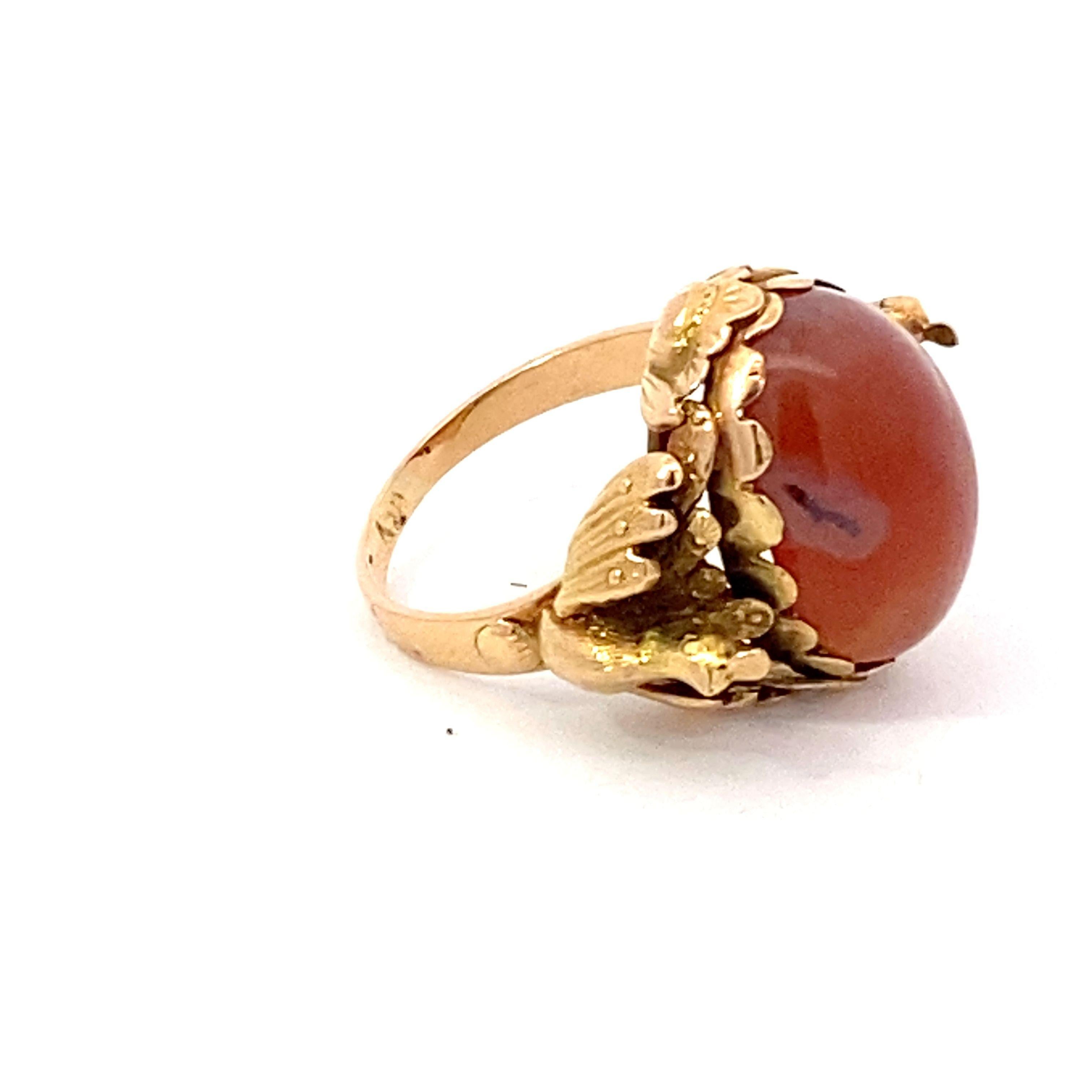 Antiguo Anillo Victoriano de Cornalina y Pavo Real en venta 5
