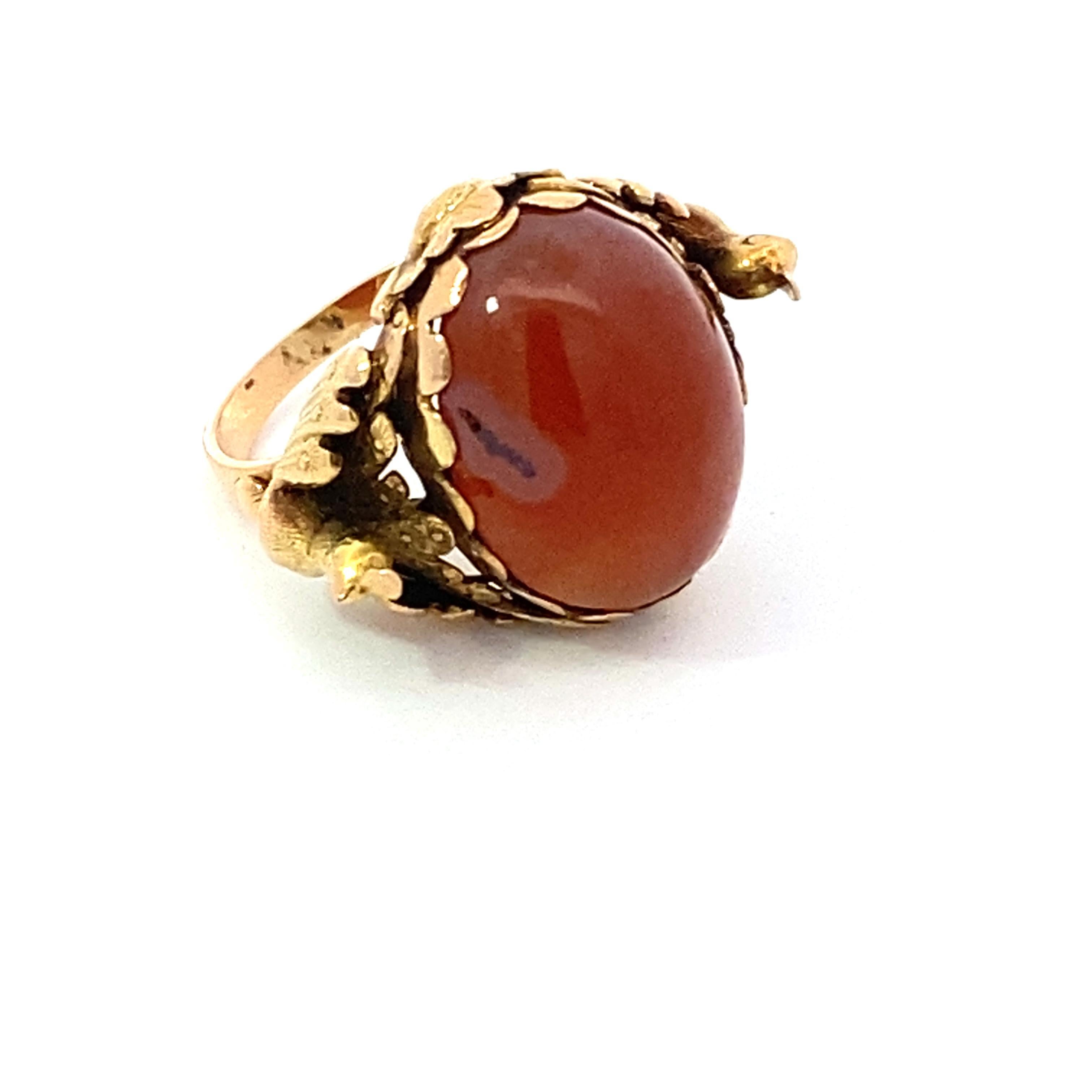 Antiguo Anillo Victoriano de Cornalina y Pavo Real en venta 6