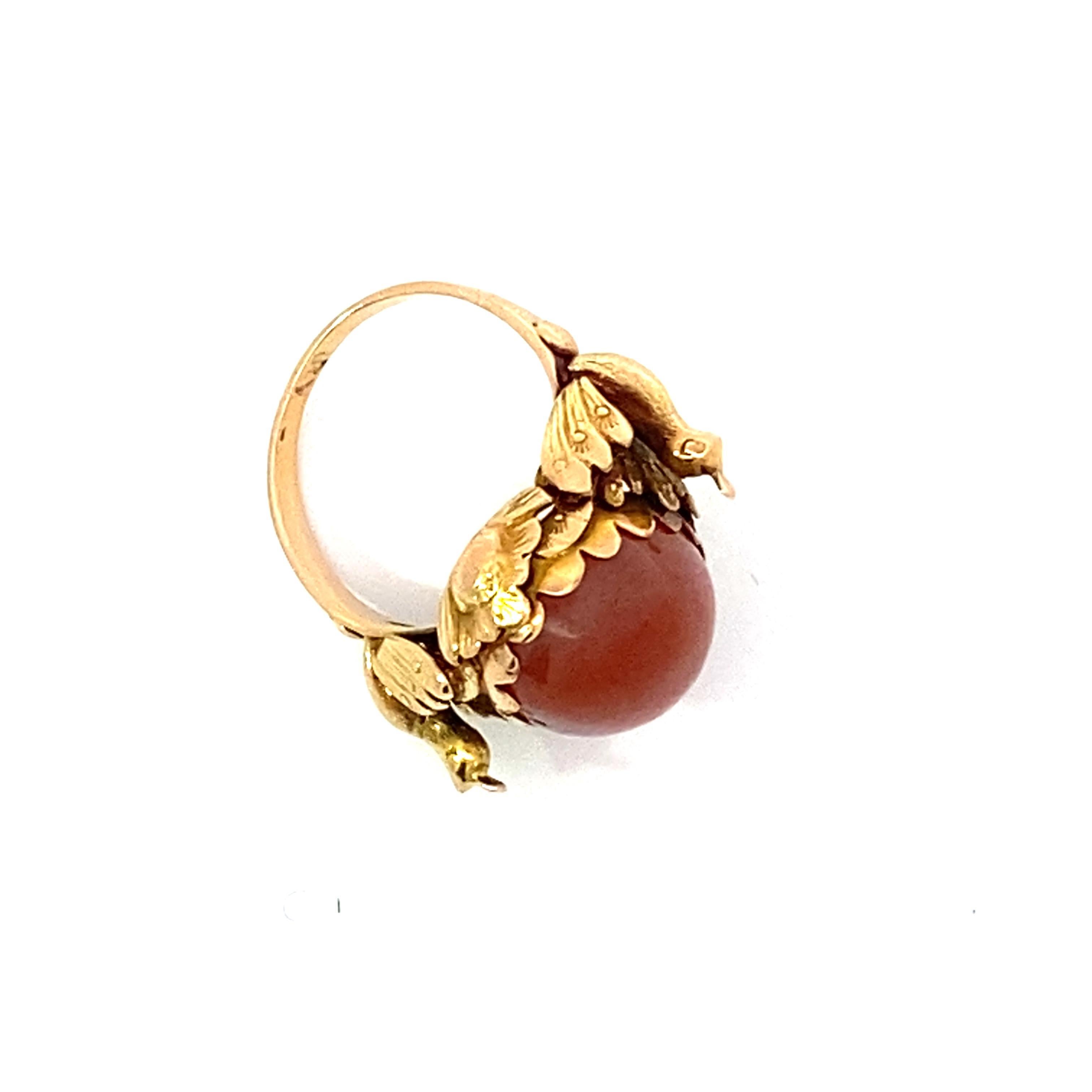 Antiguo Anillo Victoriano de Cornalina y Pavo Real en venta 7