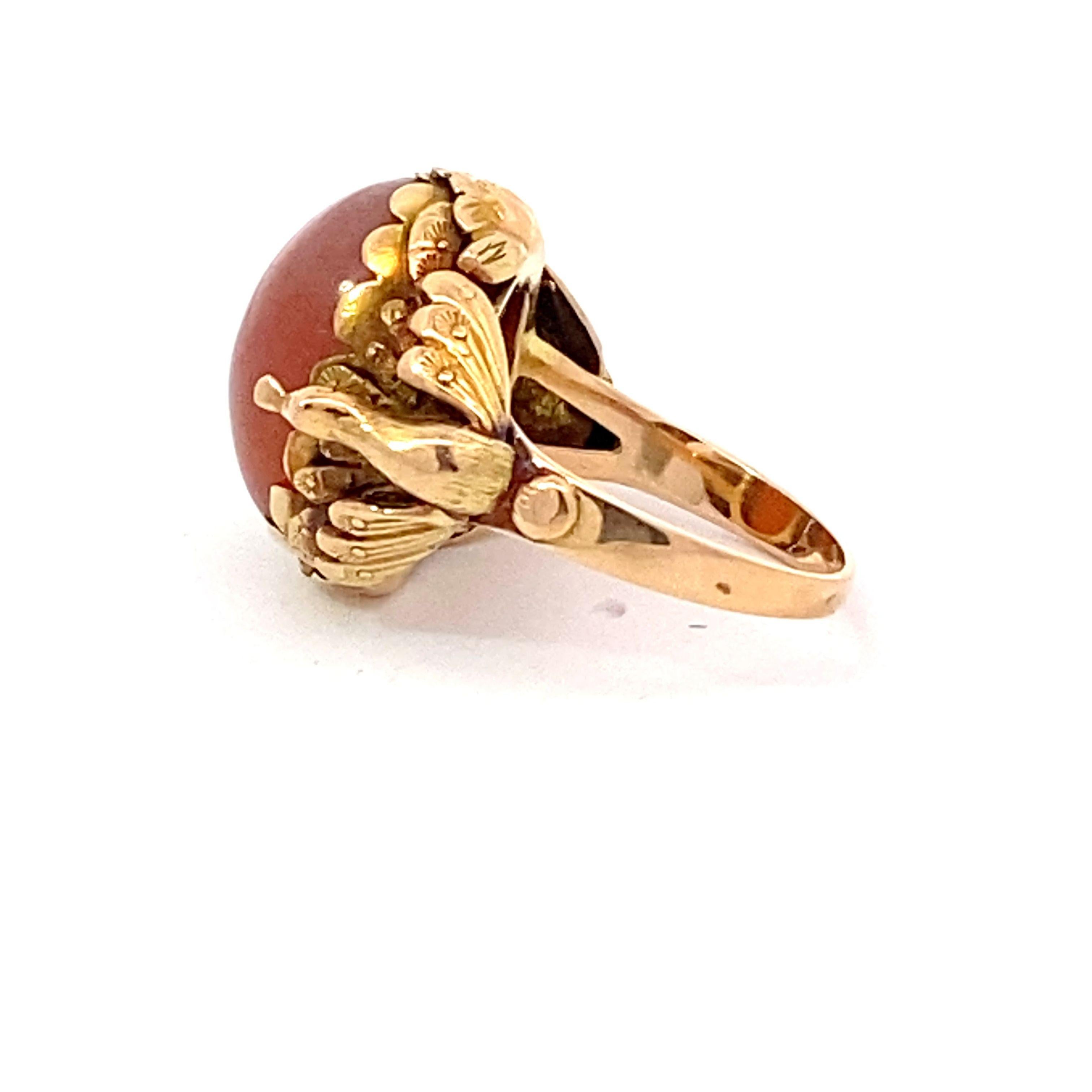 Antiguo Anillo Victoriano de Cornalina y Pavo Real en venta 2