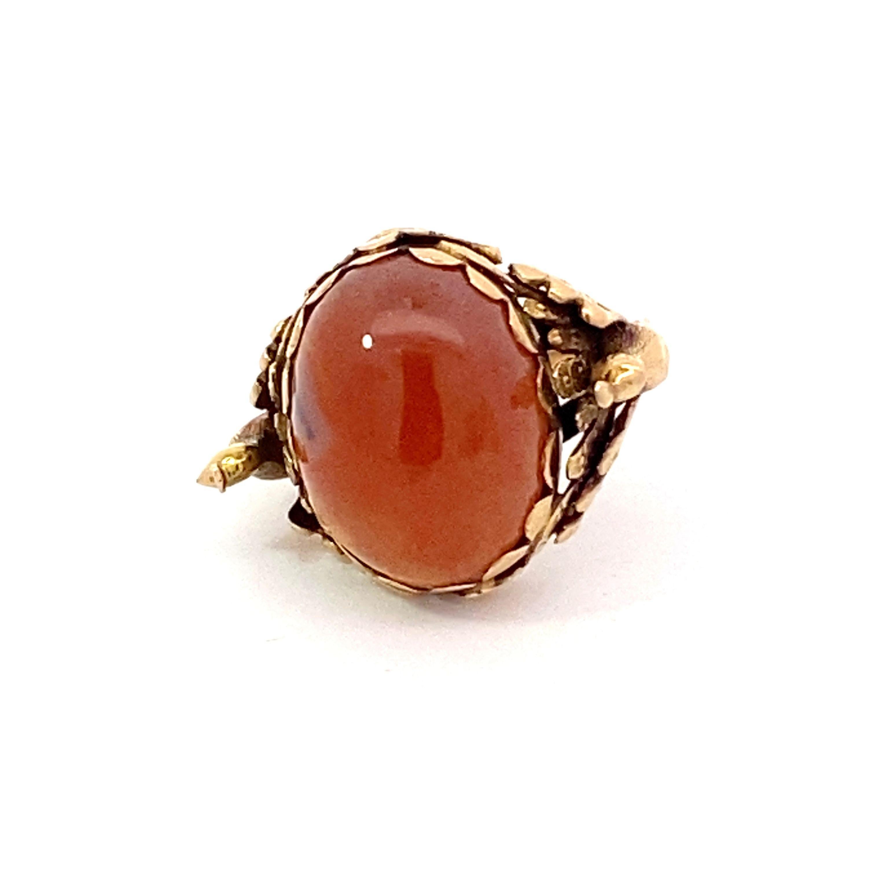 Antiguo Anillo Victoriano de Cornalina y Pavo Real en venta 4