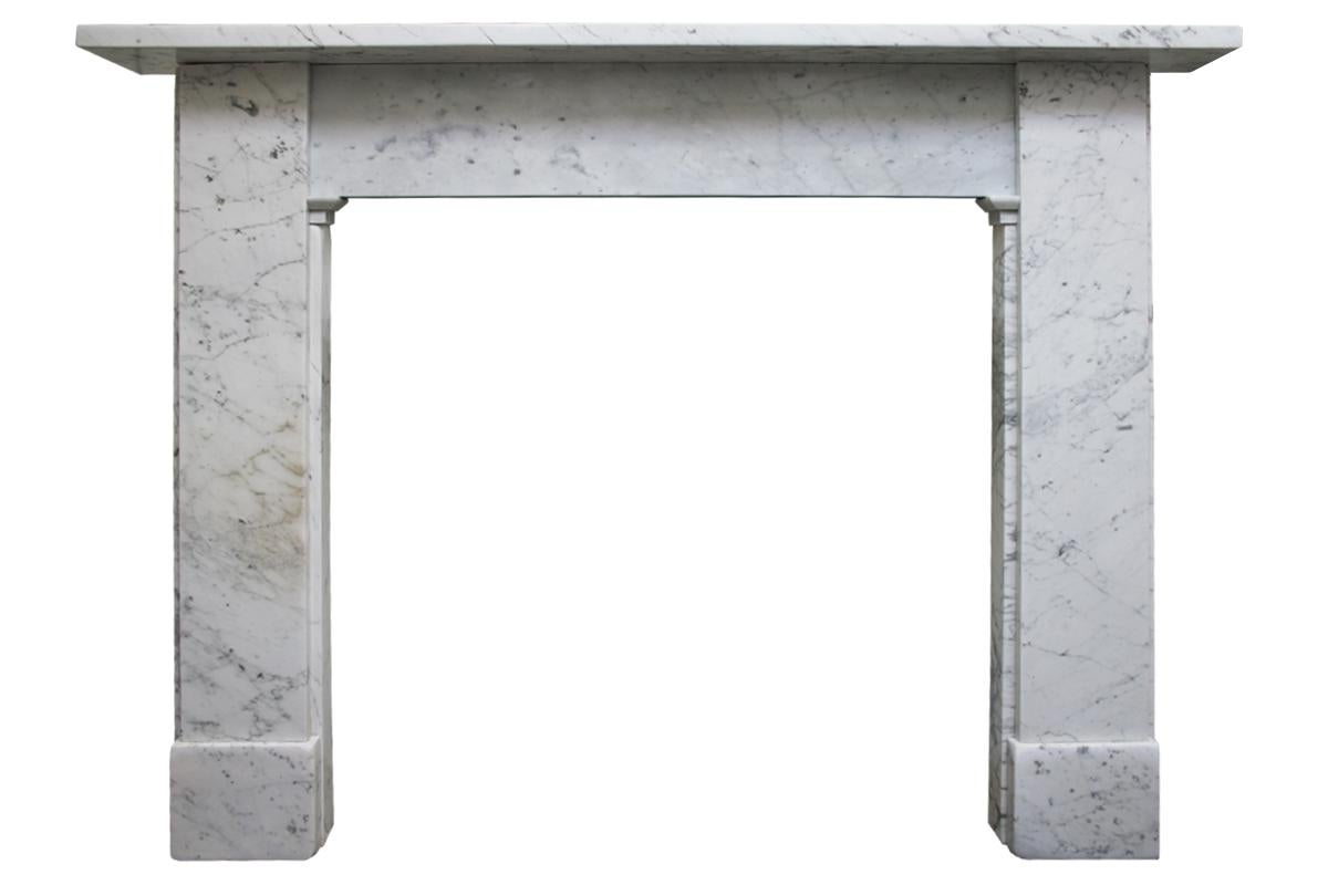 Late 19th Century Antique Victorian Carrara Marble Fireplace Surround