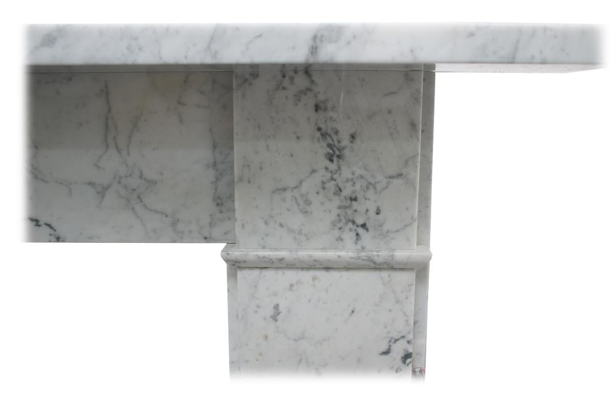 19th Century Antique Victorian Carrara Marble Fireplace Surround