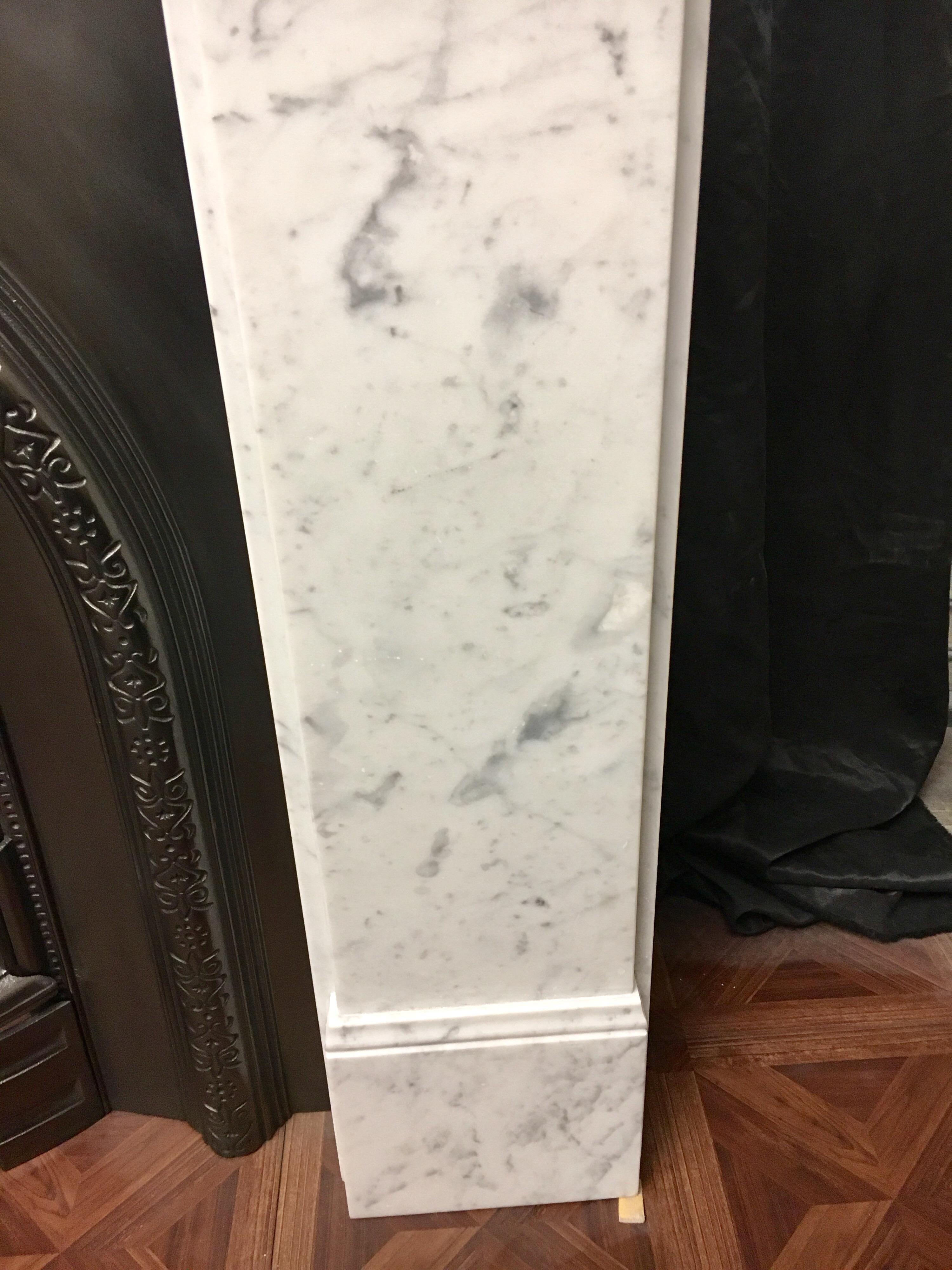 Late 19th Century Antique Victorian Carrara Marble Fireplace Surround