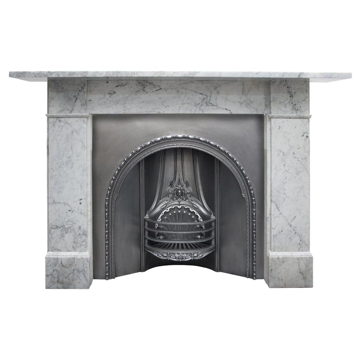 Antique Victorian Carrara Marble Fireplace Surround