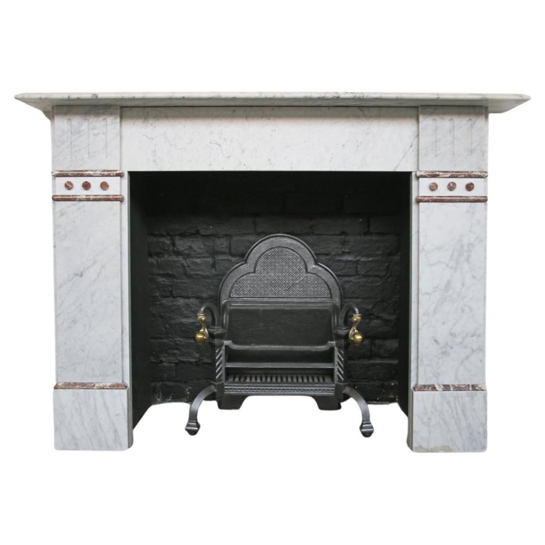 Antique Victorian Carrara Marble Fireplace Surround