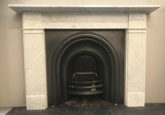 Antique Victorian Carrara Marble Fireplace Surround With Cast Iron Insert
