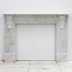 Antique Victorian Carrara Marble Fireplace Surround with Corbels