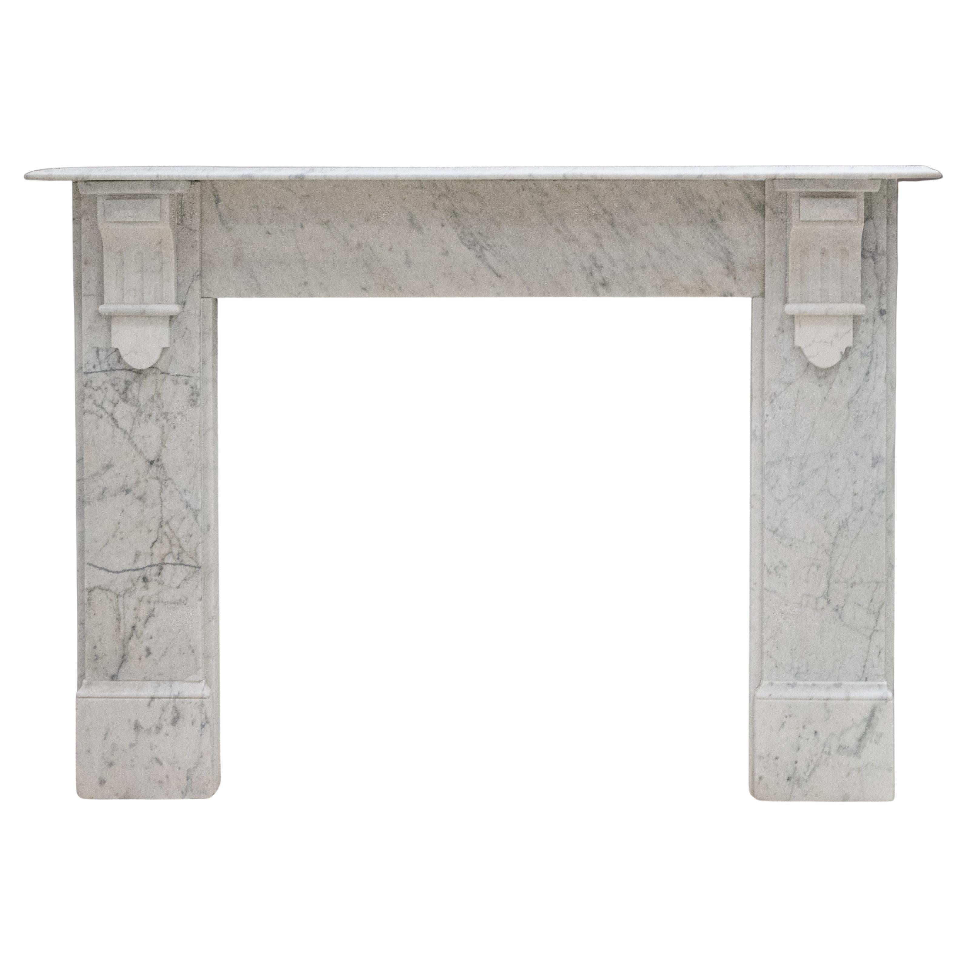 Antique Victorian Carrara Marble Fireplace Surround with Corbels