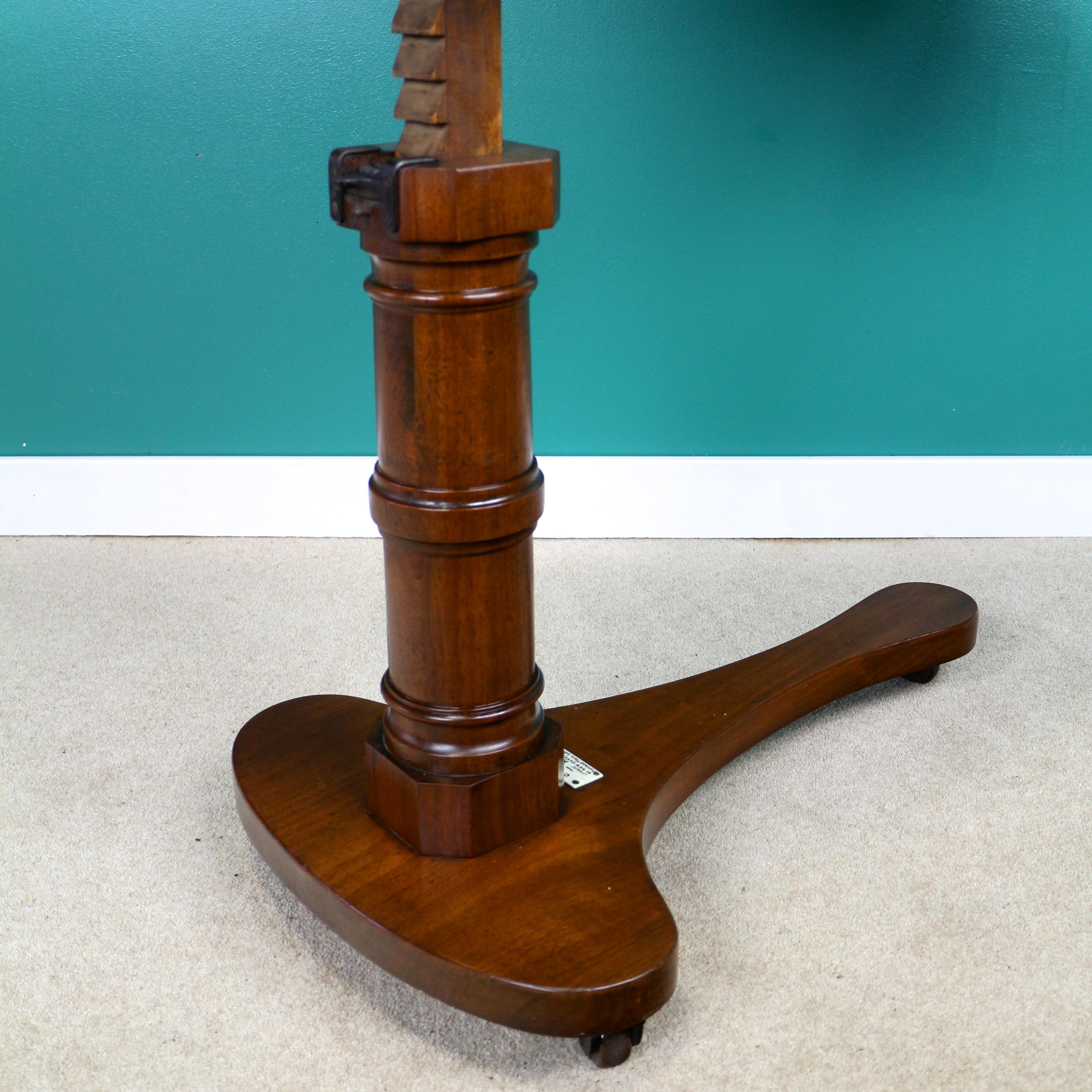 Ancienne table de lecture victorienne en acajou pour lit réglable Carter's Patent London en vente 3