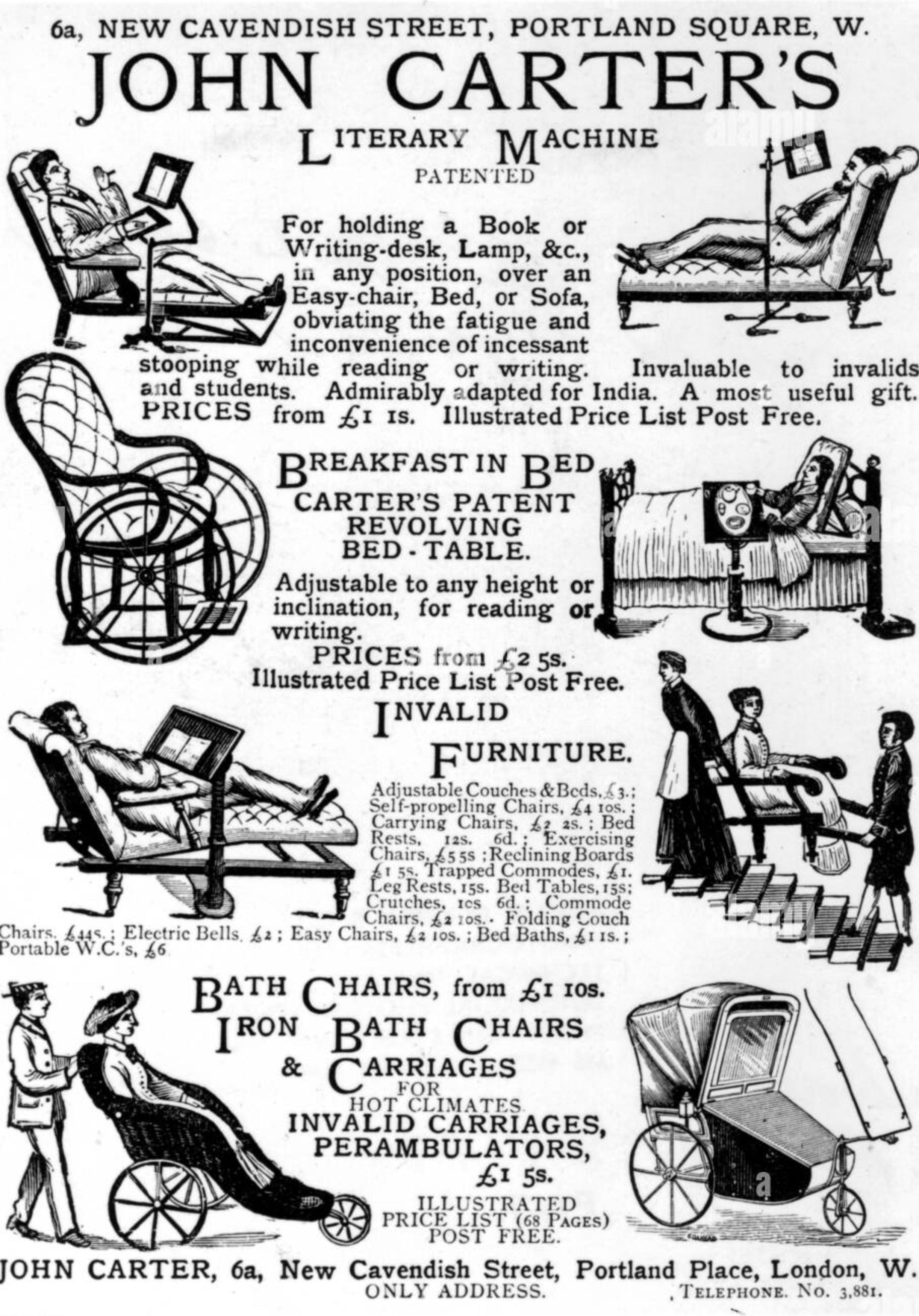 Ancienne table de lecture victorienne en acajou pour lit réglable Carter's Patent London en vente 9