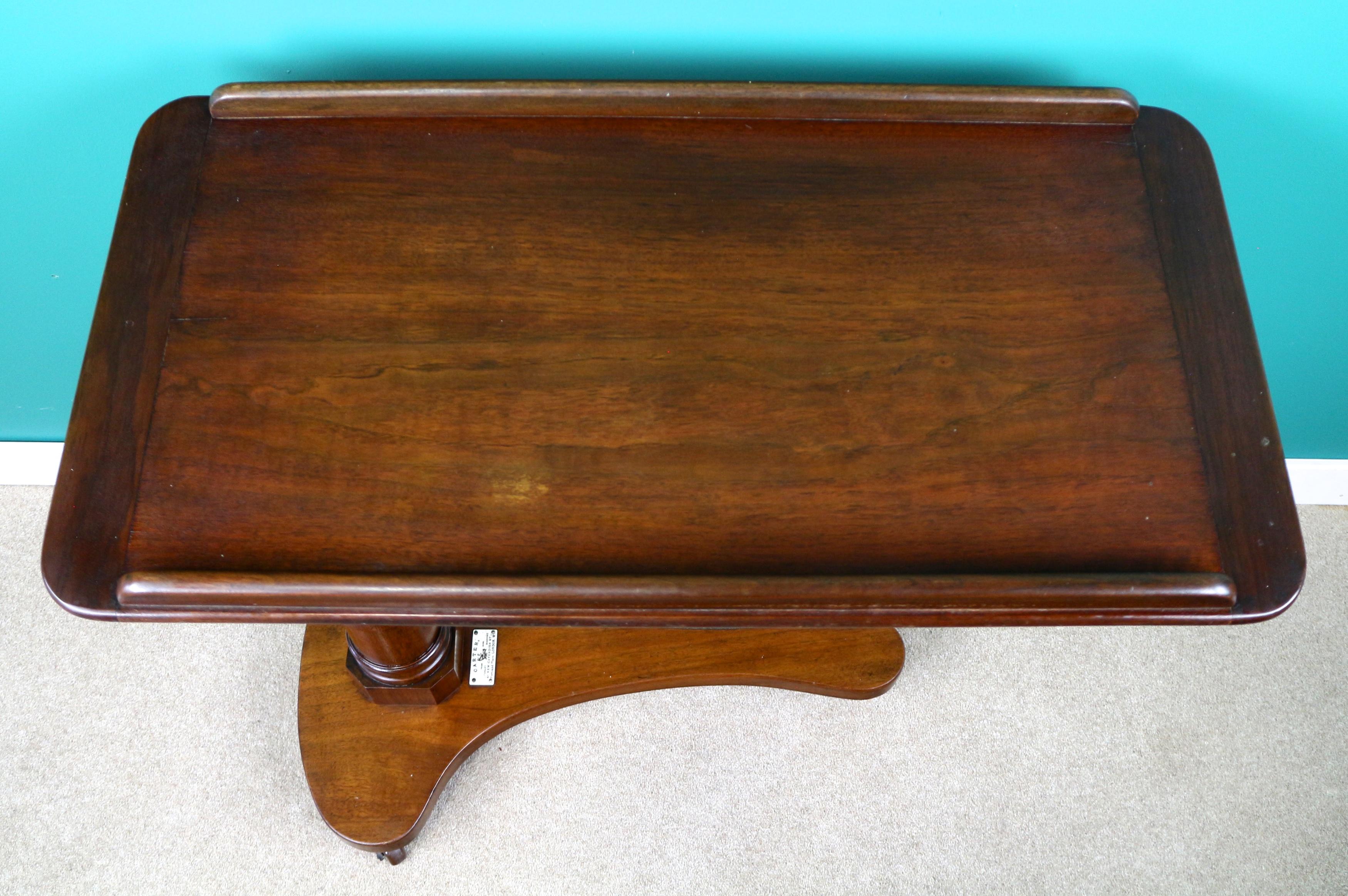Ancienne table de lecture victorienne en acajou pour lit réglable Carter's Patent London en vente 1