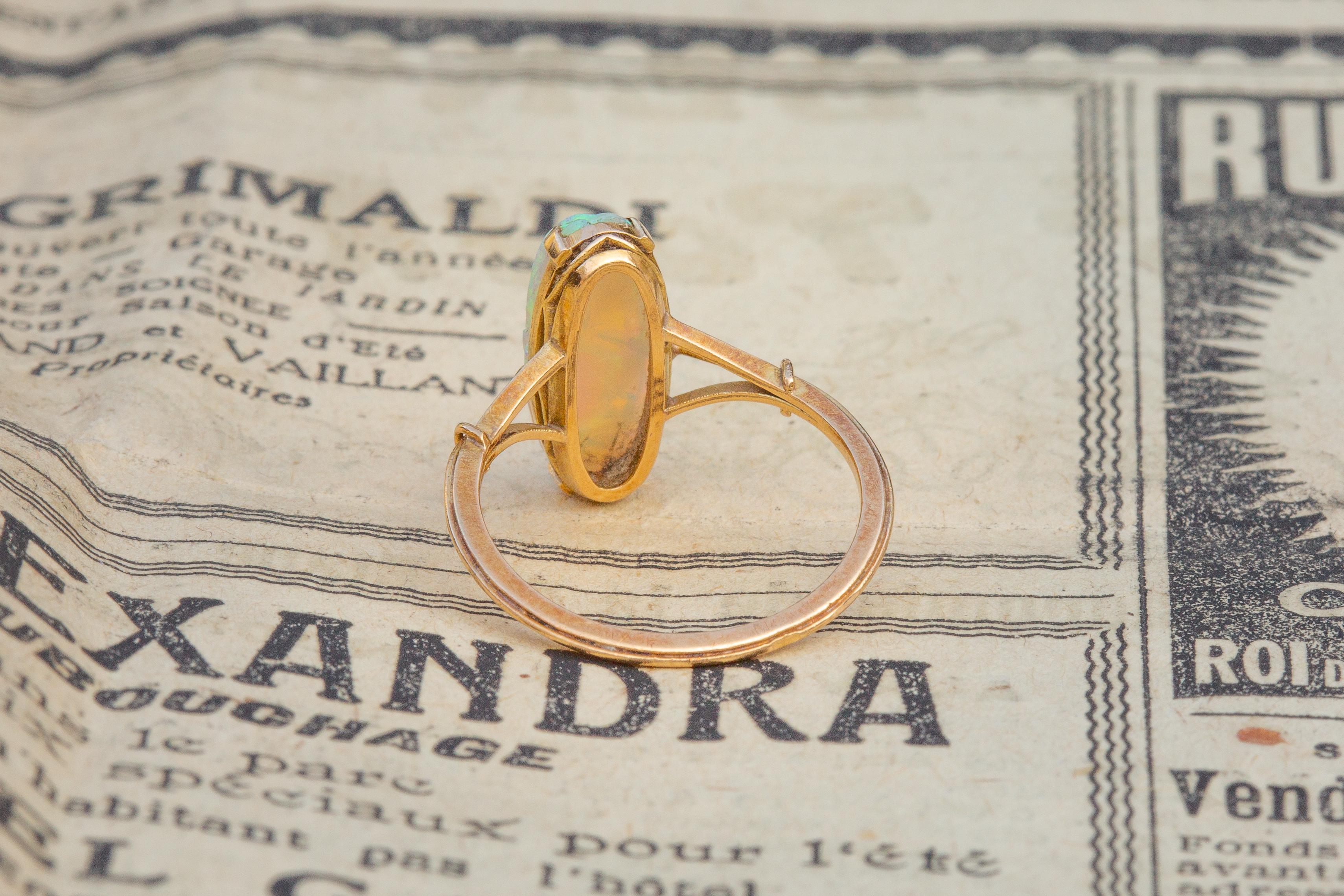 Antique Victorian Carved 2ct Opal Scarab Ring 18k Gold Egyptian Revival 1