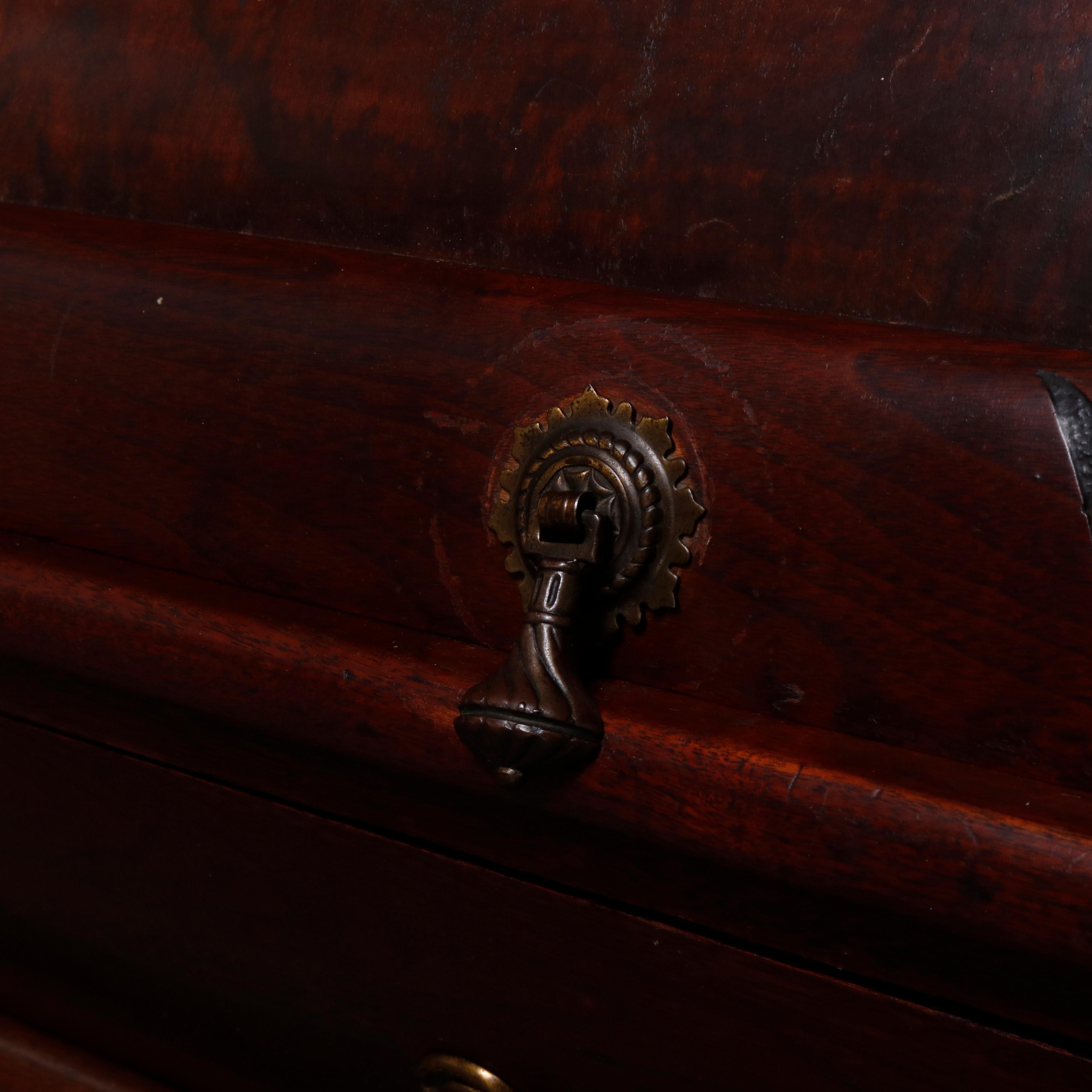Antique Victorian Carved Burl Walnut Cylinder Bookcase Secretary, circa 1880 1
