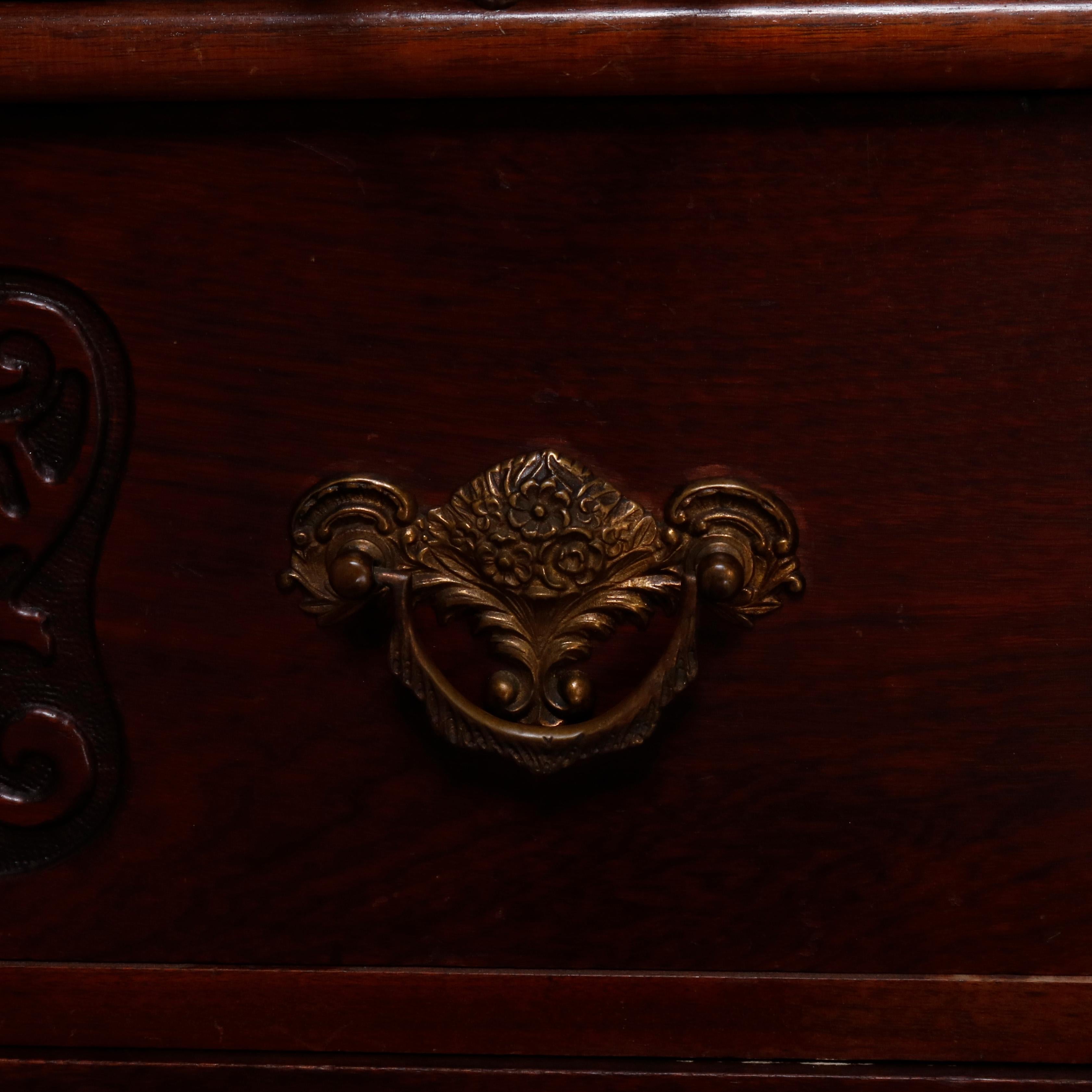 Antique Victorian Carved Burl Walnut Cylinder Bookcase Secretary, circa 1880 2