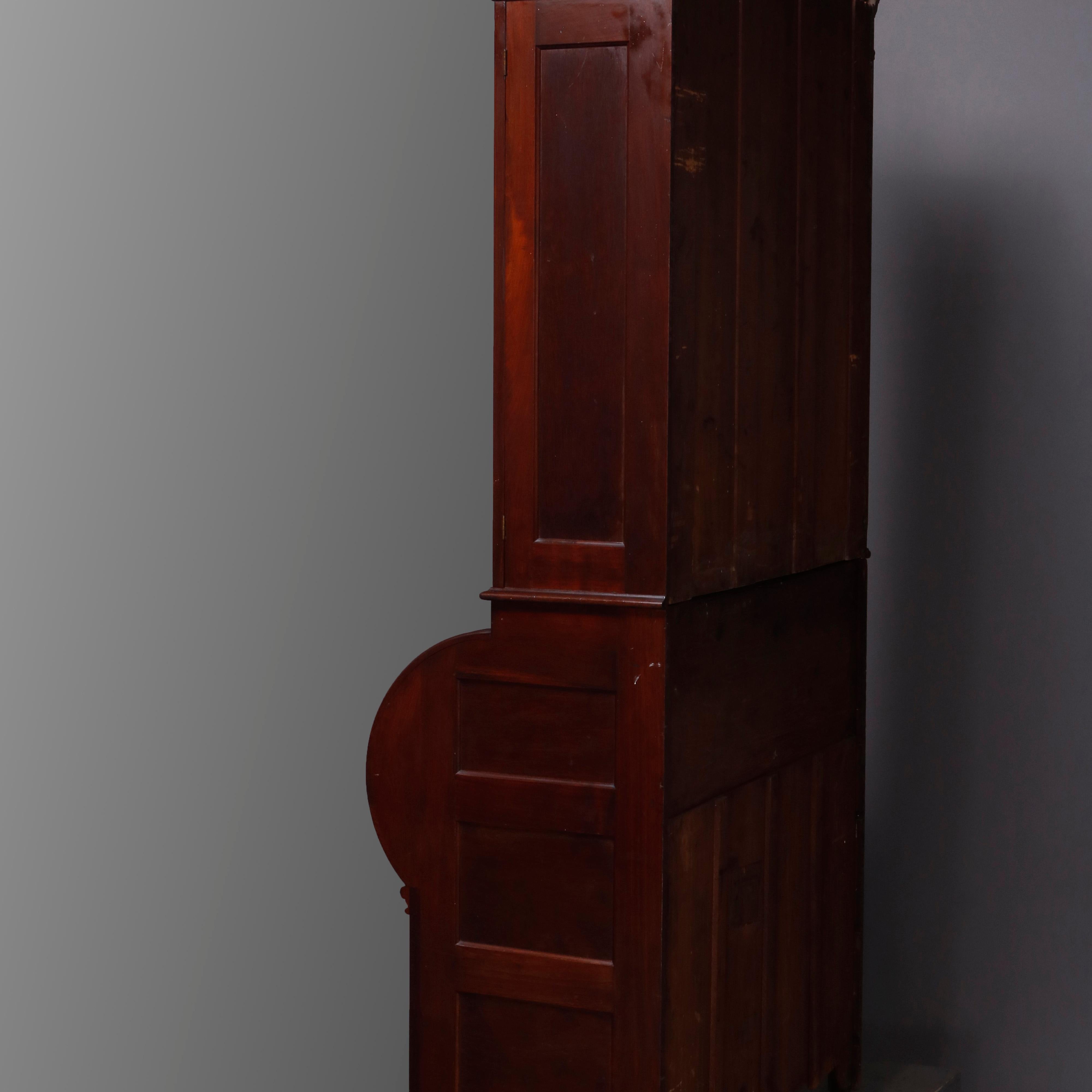 Antique Victorian Carved Burl Walnut Cylinder Bookcase Secretary, circa 1880 4