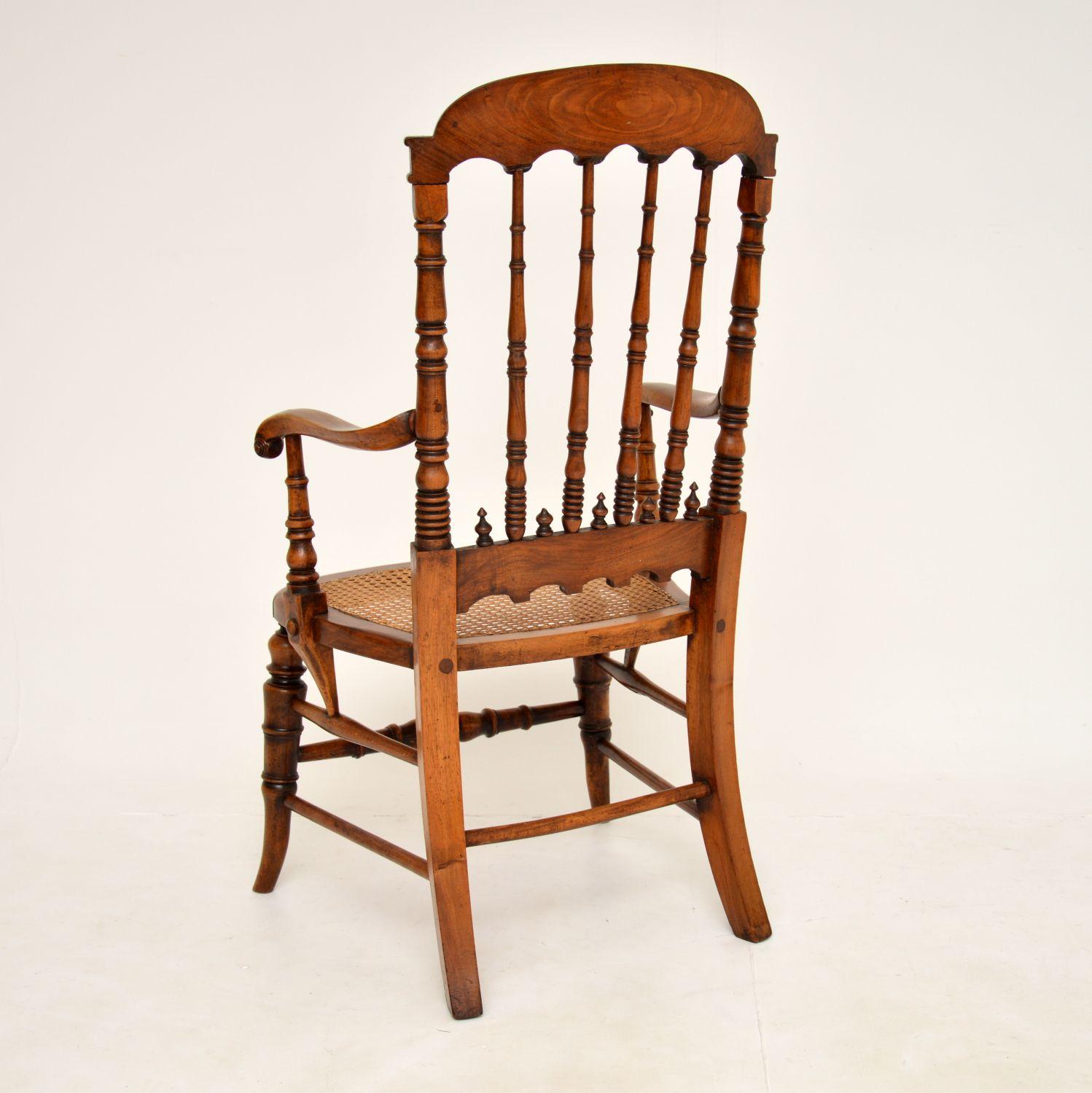 Antique Victorian Carved & Cane Seated Armchair 5