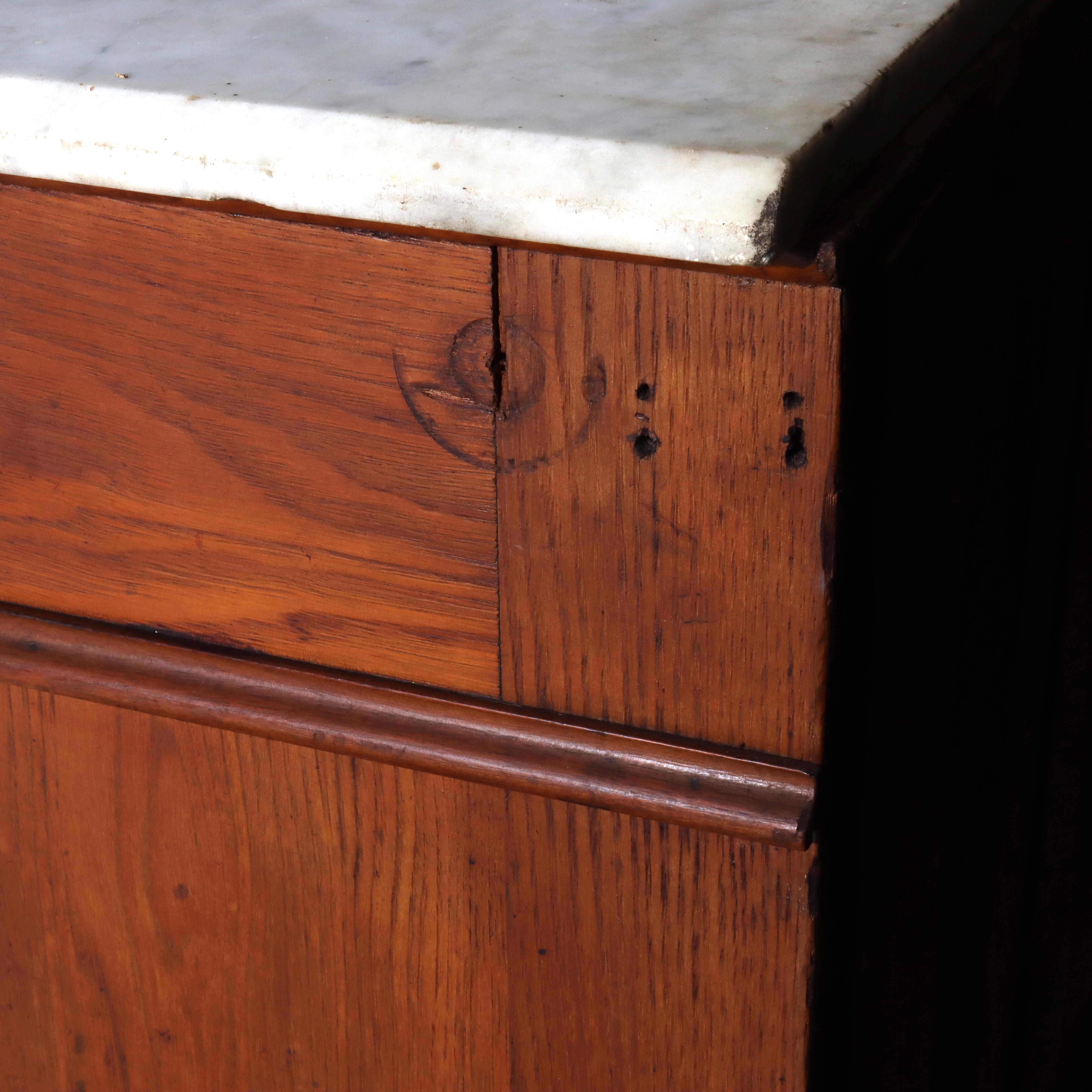 Antique Victorian Carved Chestnut & Walnut Marble Top Washstand c1890 For Sale 7