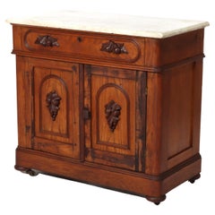 Antique Victorian Carved Chestnut & Walnut Marble Top Washstand c1890