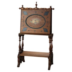 Antique Victorian Carved, Ebonized and Gilt Walnut Magazine Stand C1890