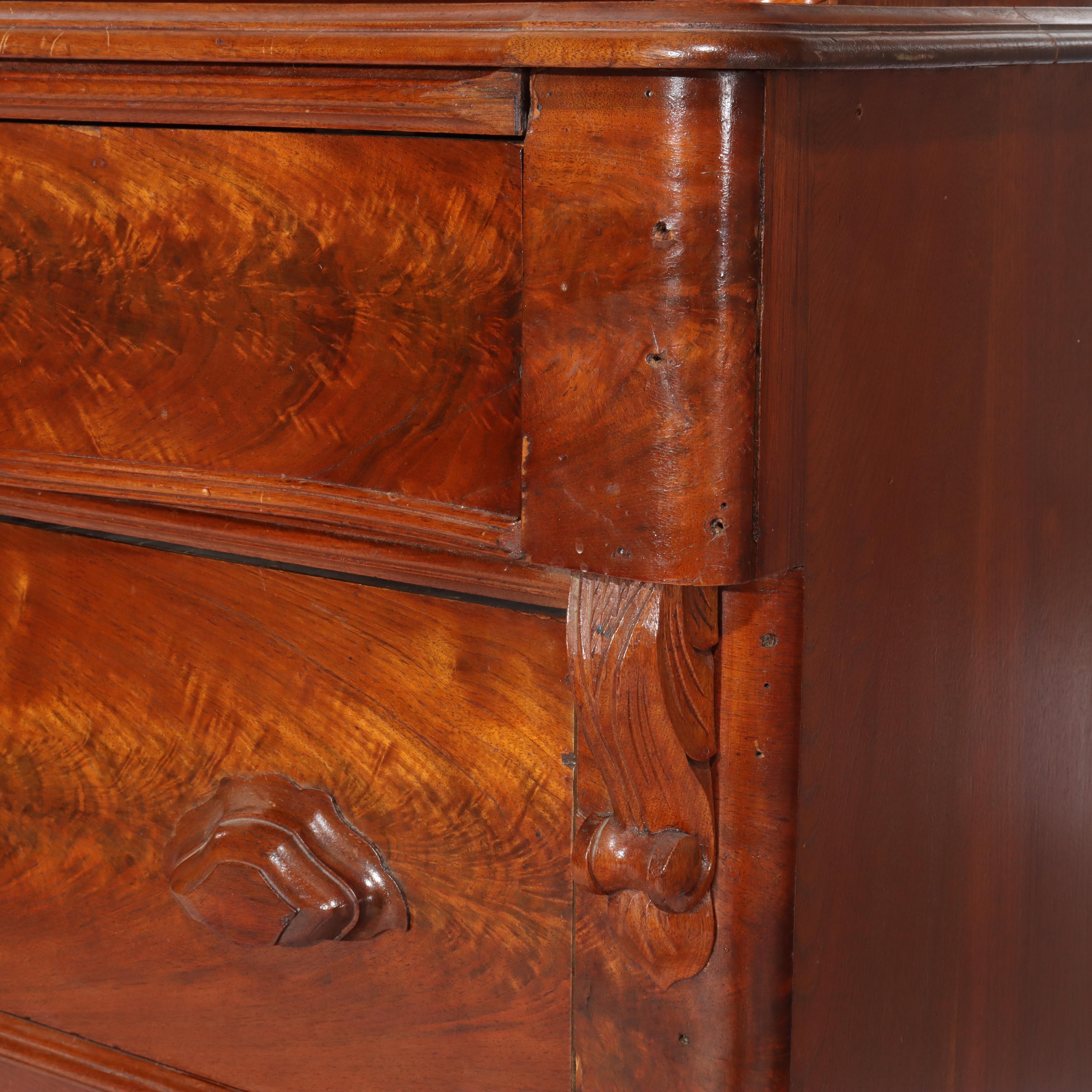 Antike viktorianische geschnitzt Flamme Mahagoni fünf Schublade Brust C1880 im Angebot 1