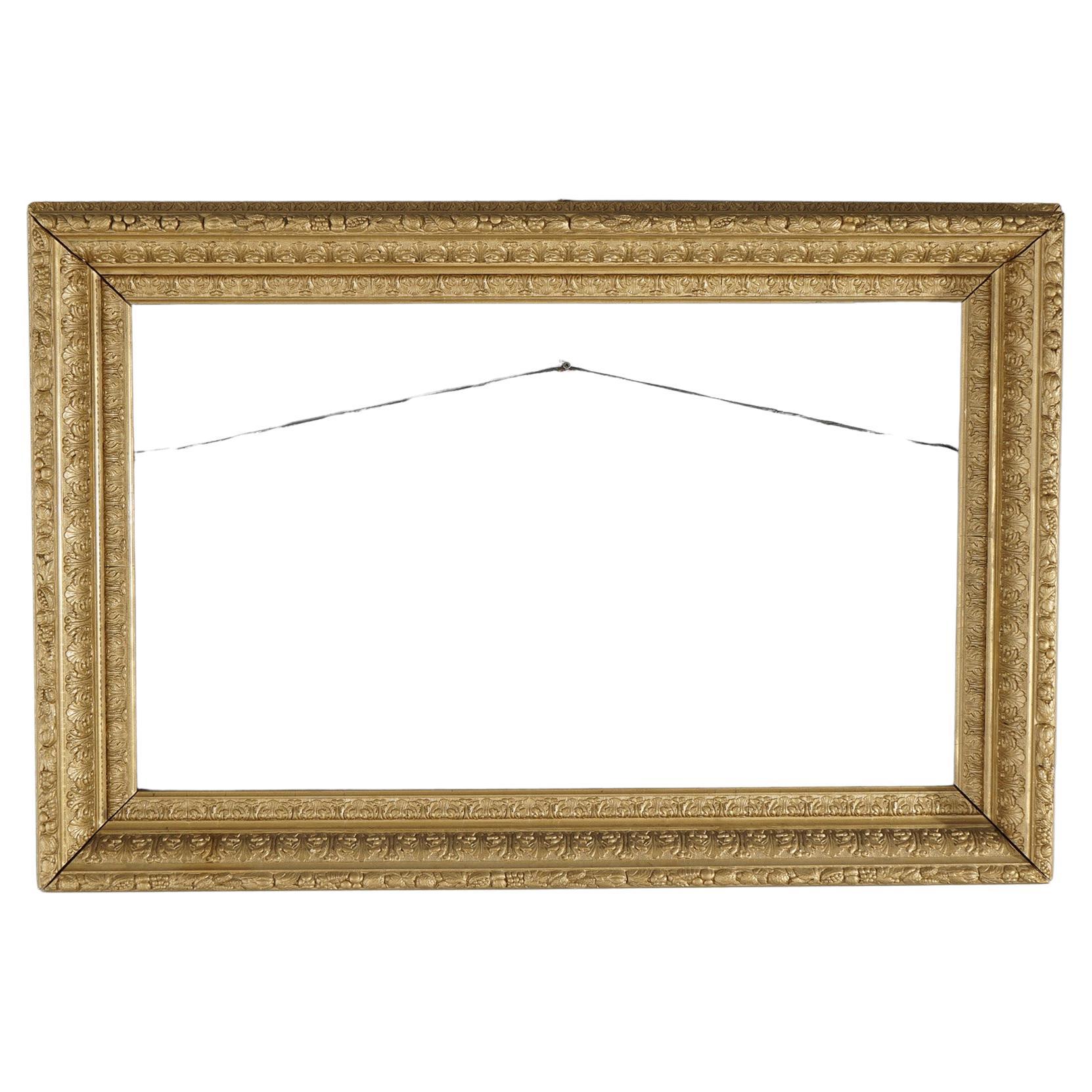 Antique Victorian Carved Giltwood Art Frame, 30"h x 45.5"w x 4.5"d, 19th C For Sale