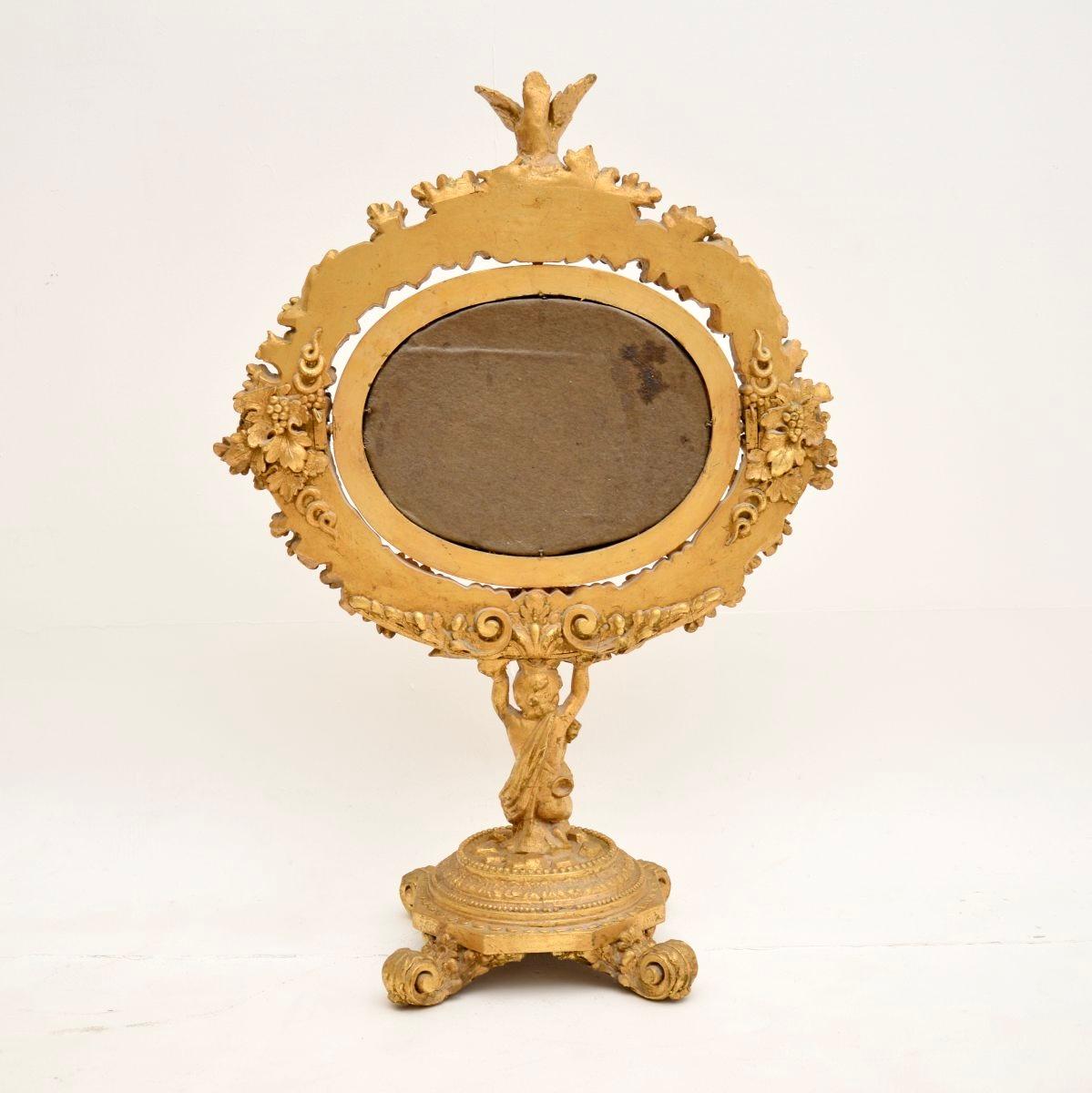 Antique Victorian Carved Giltwood Vanity Mirror For Sale 2