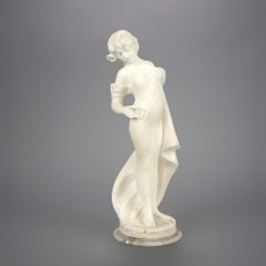 Antique Victorian Carved Italian Alabaster Portrait Statue of a Woman Circa 1890