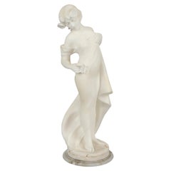Antique Victorian Carved Italian Alabaster Portrait Statue of a Woman Circa 1890