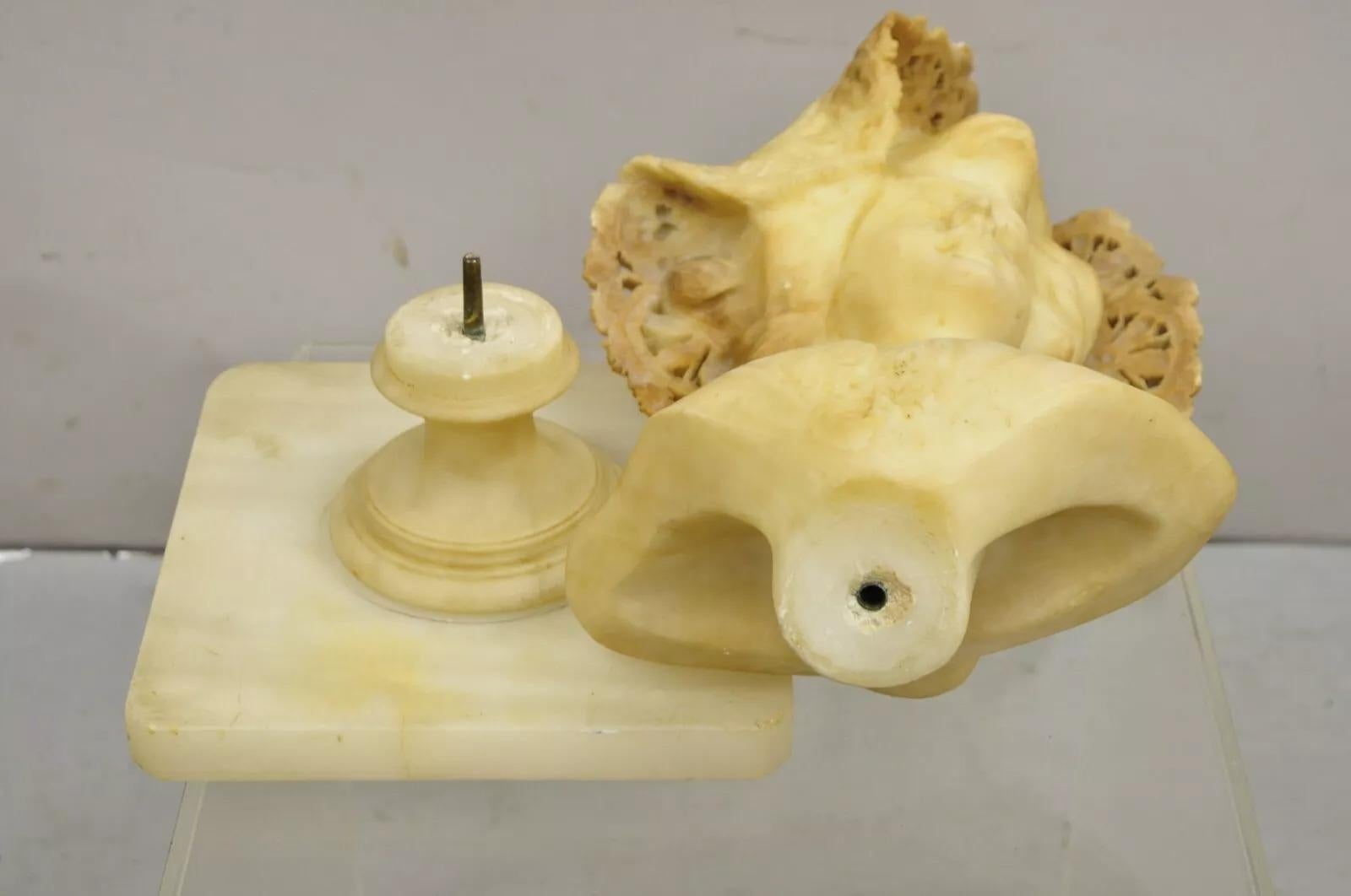 Antico Vittoriano Scolpito Italiano Busto di Donna in Alabastro Statua att Adolfo Cipriani in vendita 5