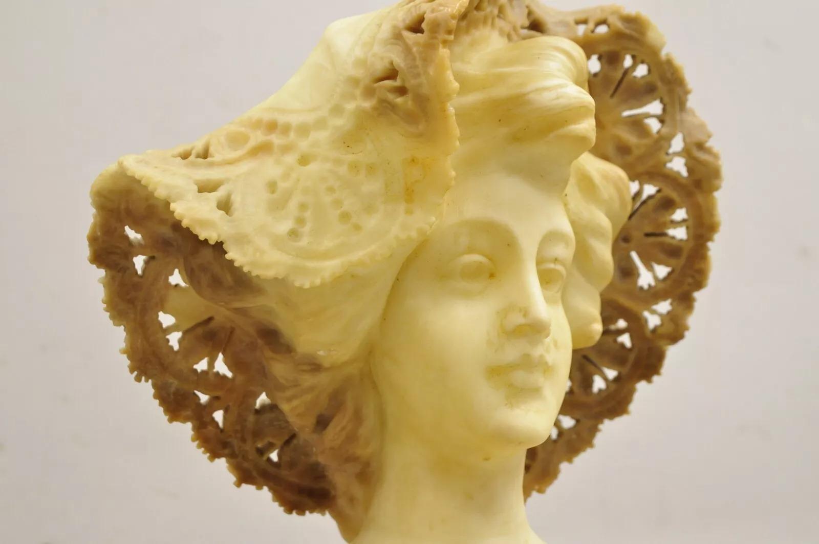 Sconosciuto Antico Vittoriano Scolpito Italiano Busto di Donna in Alabastro Statua att Adolfo Cipriani in vendita