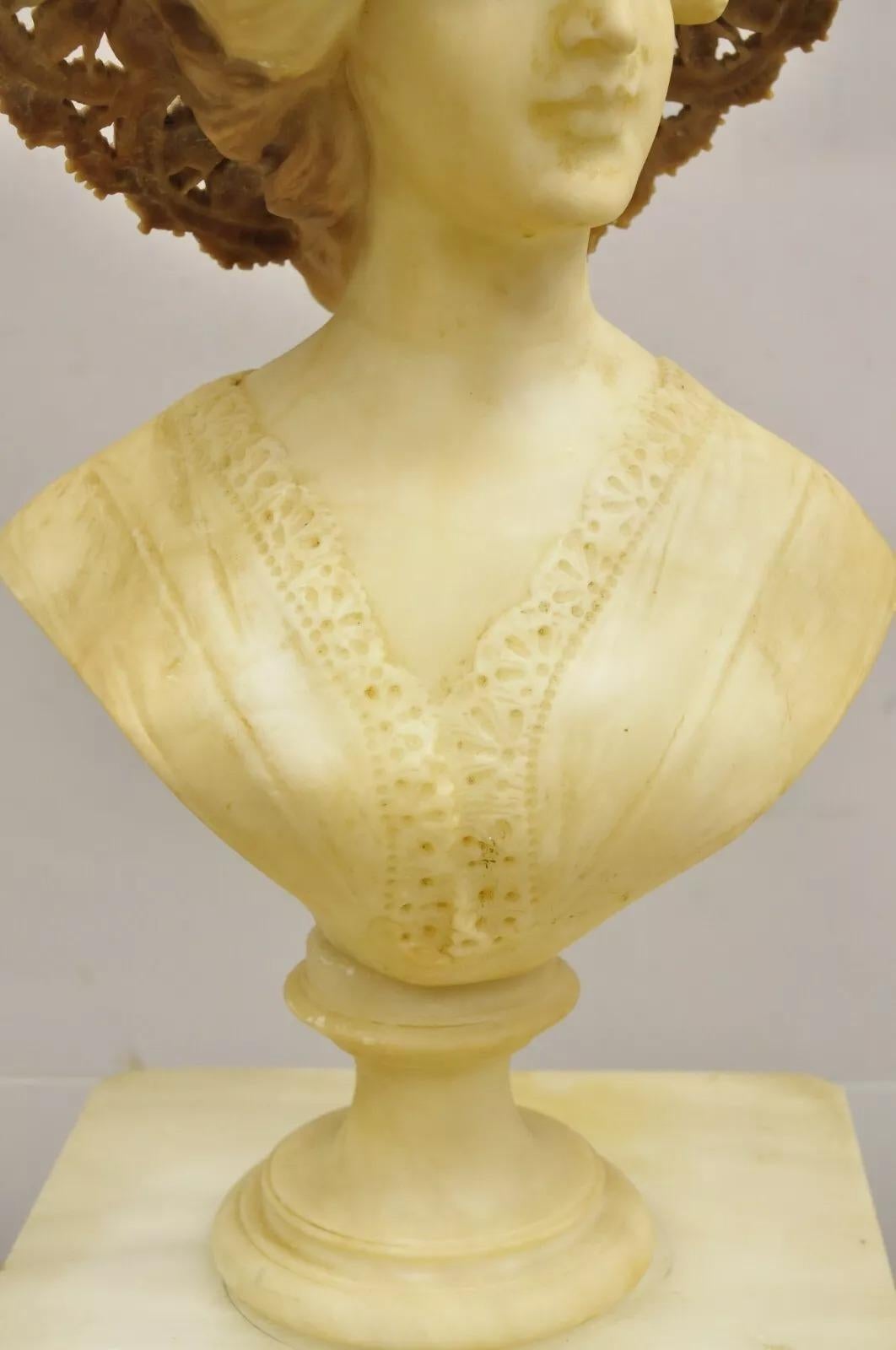Antico Vittoriano Scolpito Italiano Busto di Donna in Alabastro Statua att Adolfo Cipriani In condizioni buone in vendita a Philadelphia, PA