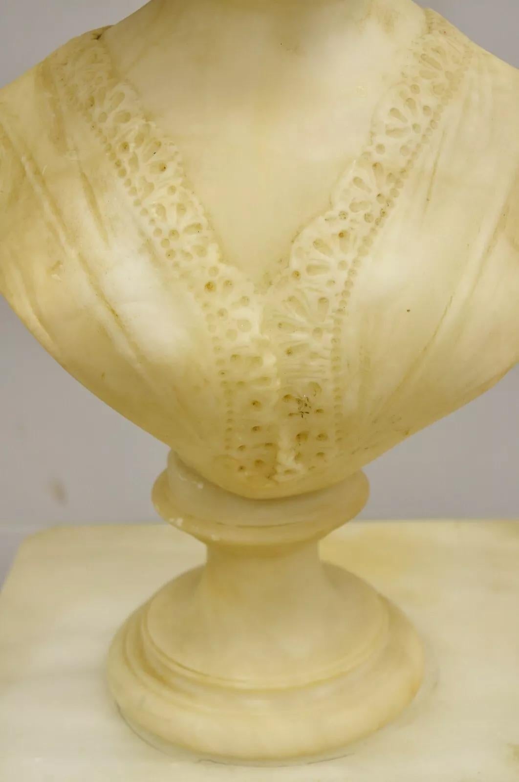 XIX secolo Antico Vittoriano Scolpito Italiano Busto di Donna in Alabastro Statua att Adolfo Cipriani in vendita