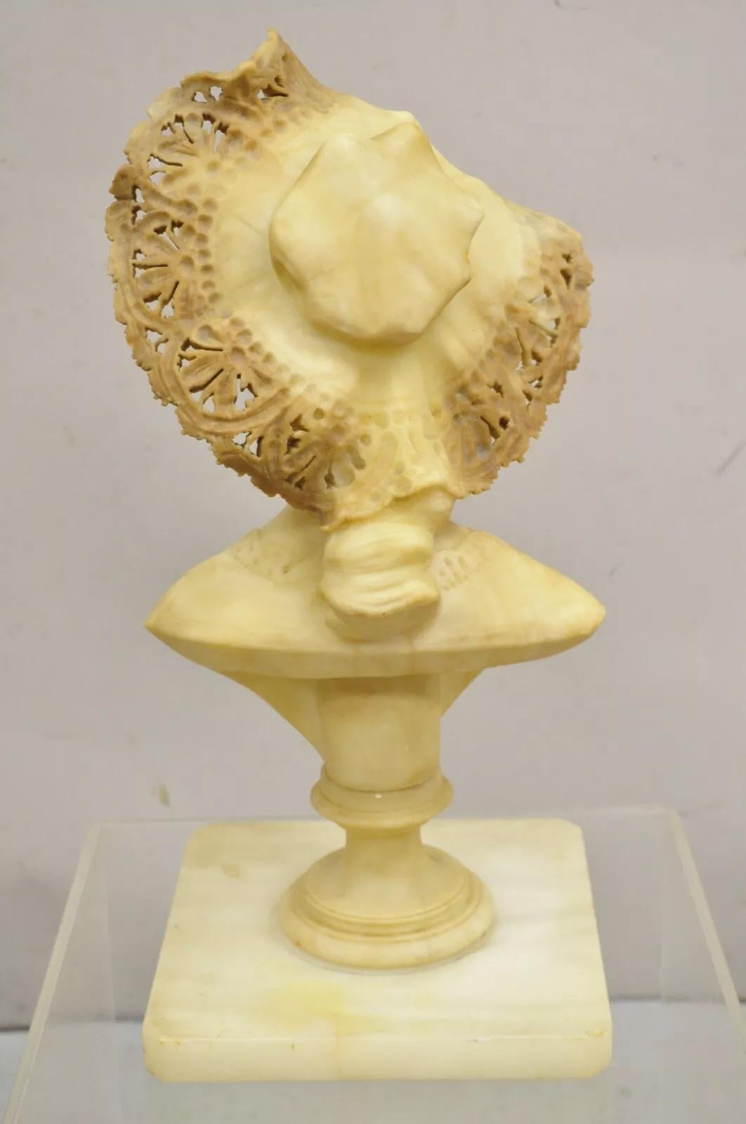 Antico Vittoriano Scolpito Italiano Busto di Donna in Alabastro Statua att Adolfo Cipriani in vendita 3