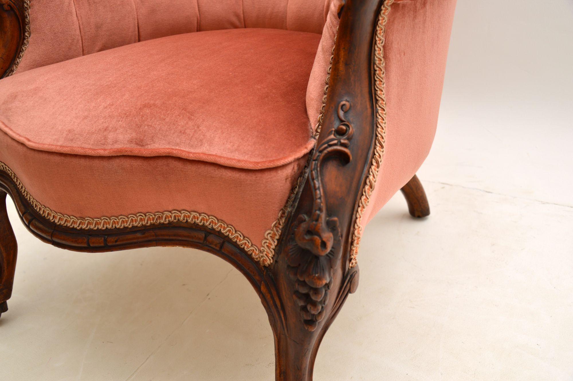 19th Century Antique Victorian Carved Mahogany Armchair