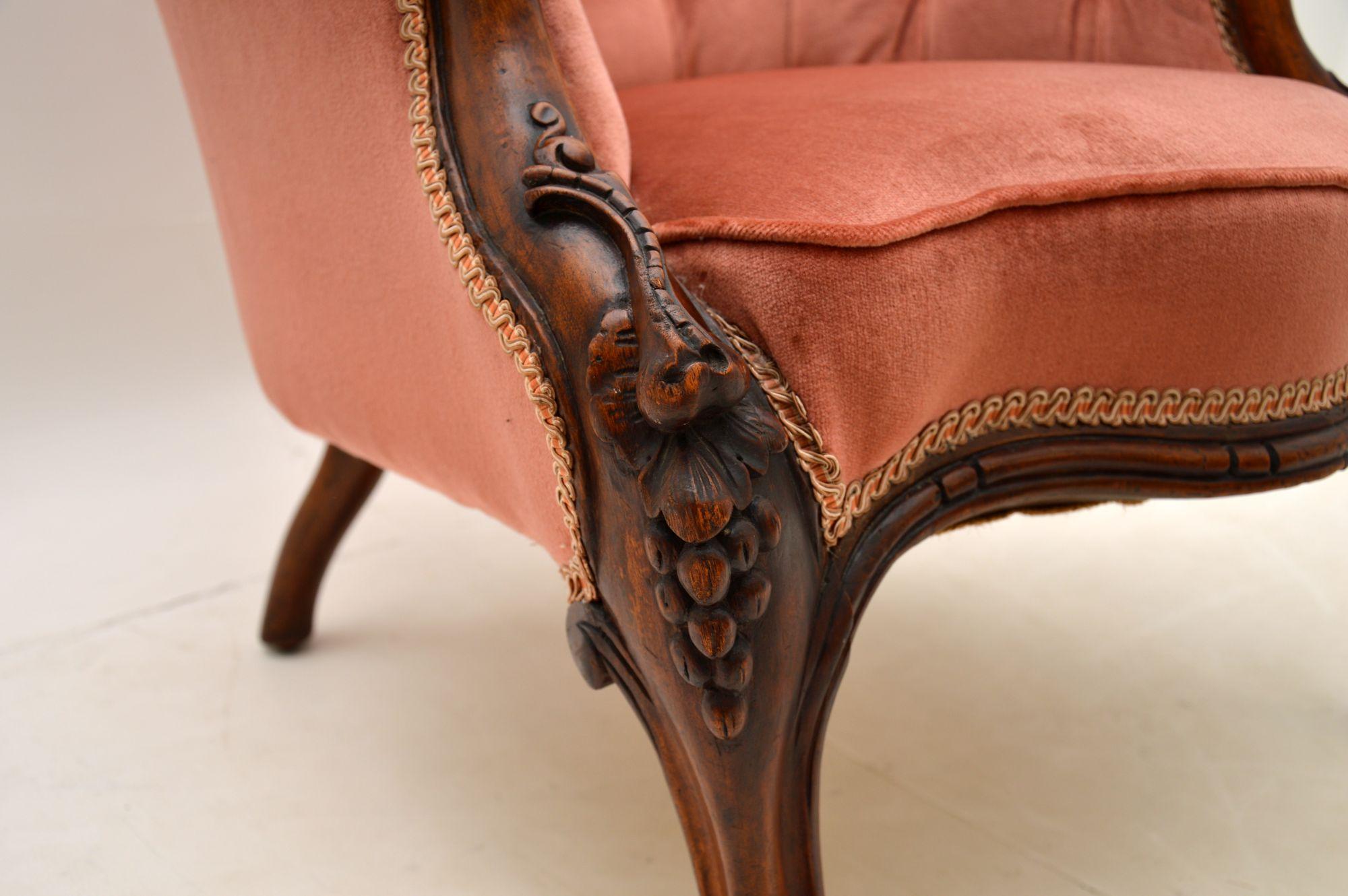 Antique Victorian Carved Mahogany Armchair 1