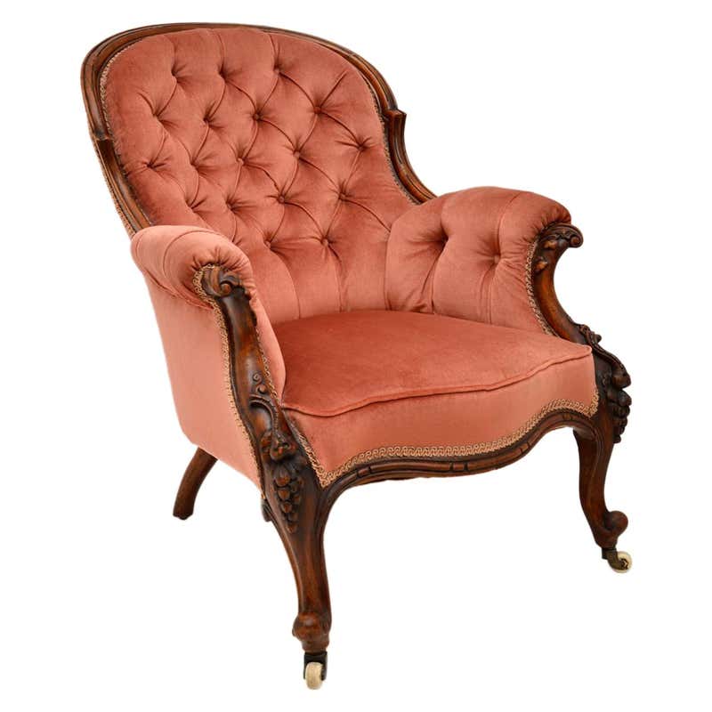 Victorian Parlor Chair Carved Mahogany Chair Scotland, 1870 at 1stDibs