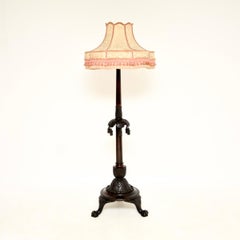 Antique Victorian Carved Mahogany Floor Lamp