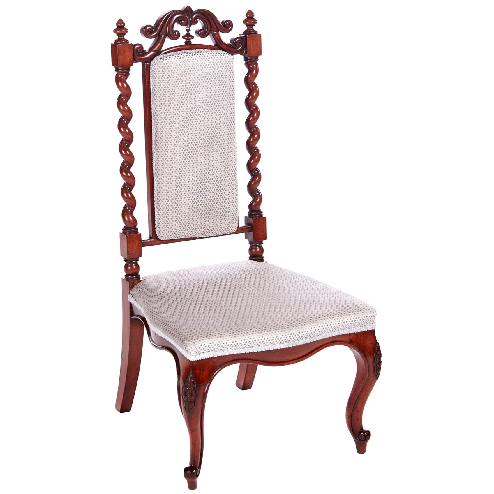 Antique Victorian Carved Mahogany Hall Chair
