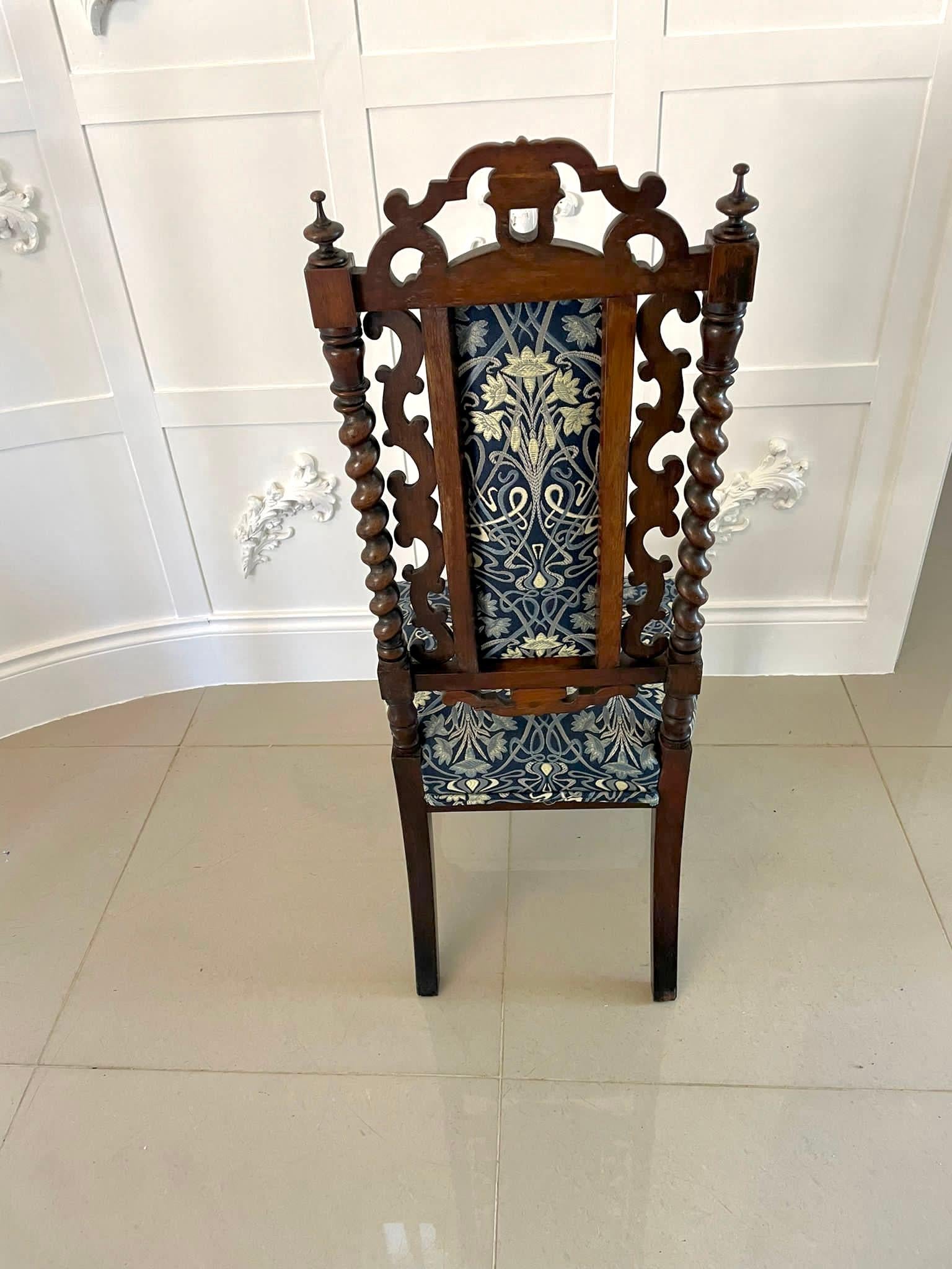 Mid-19th Century Antique Victorian Carved Mahogany Hall/Side Chair For Sale