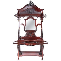Antique Victorian Carved Mahogany Hall Stand