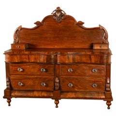 Antique Victorian Carved Mahogany Lancashire Serpentine Sideboard Dresser 1860