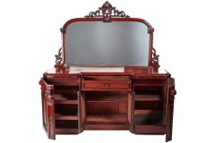 Antique Victorian Carved Mahogany Mirror Back Sideboard