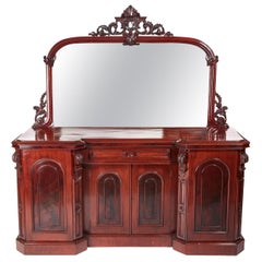 Antique Victorian Carved Mahogany Mirror Back Sideboard