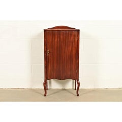 Antique Victorian Carved Mahogany Music Cabinet or Bar Cabinet, Circa 1900