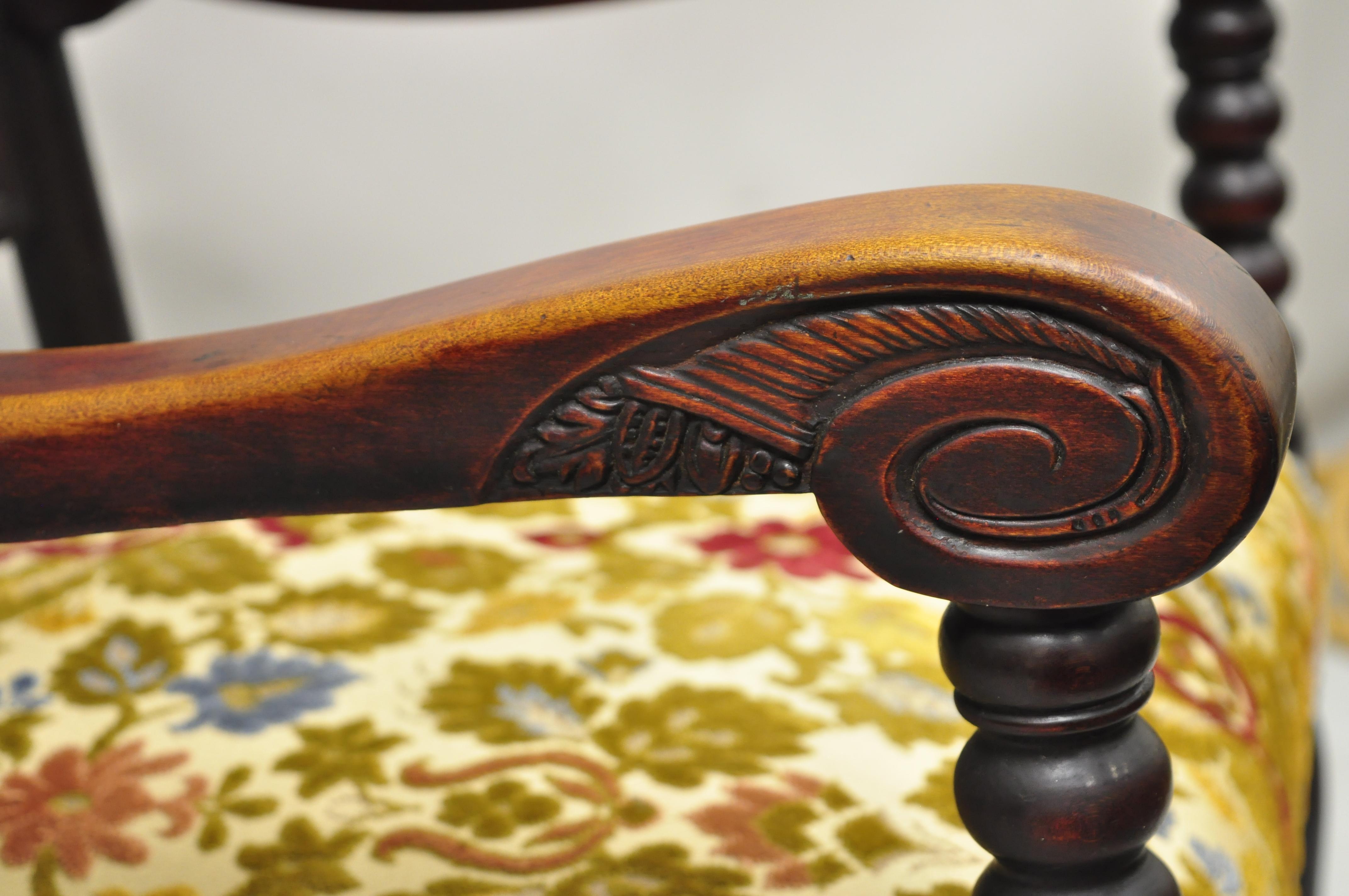 Antique Victorian Carved Mahogany Northwind Face Cornucopia Rocking Chair Rocker 3
