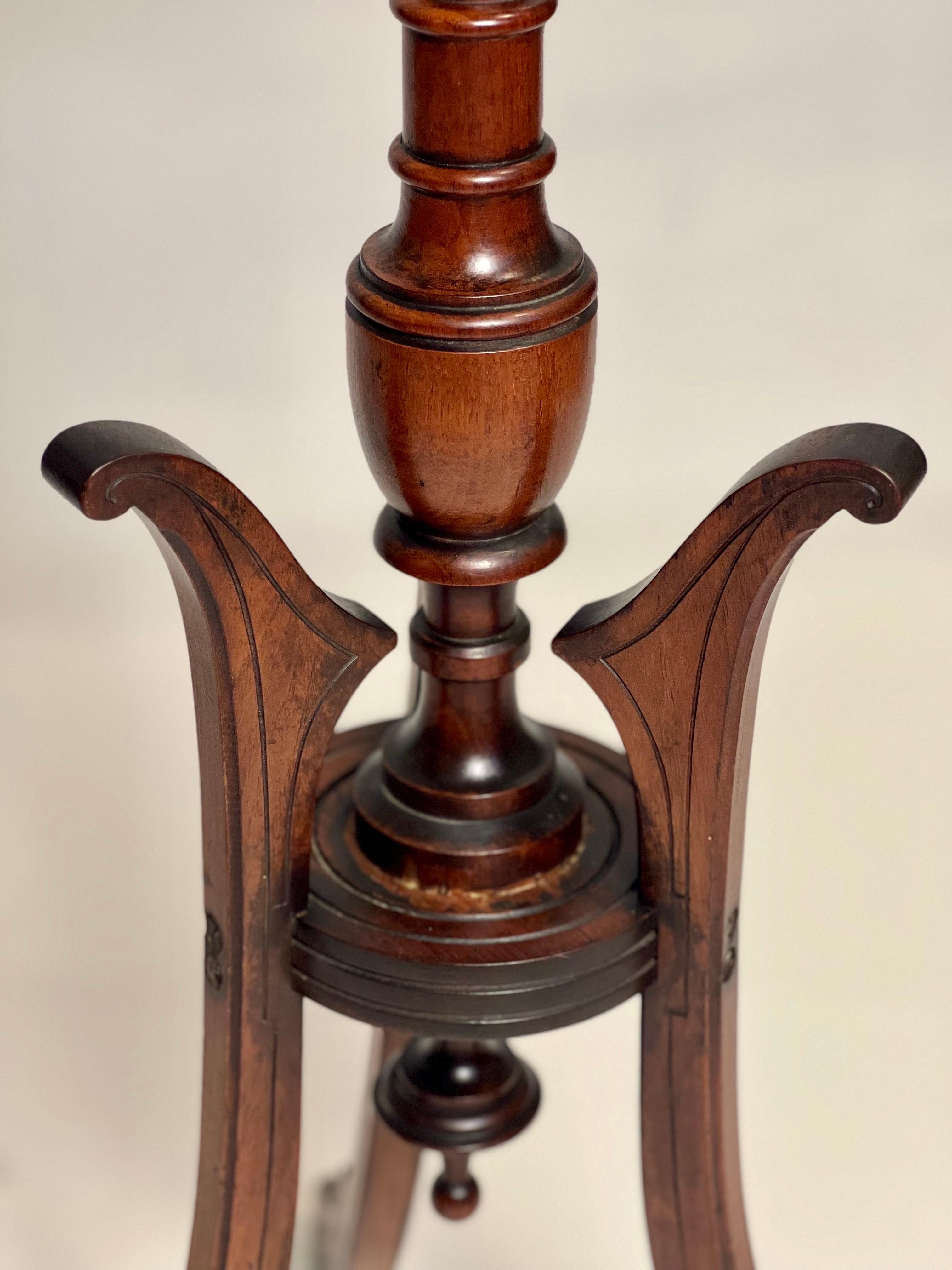 Antique Victorian Carved Mahogany Pedestal Plant Stand For Sale 5