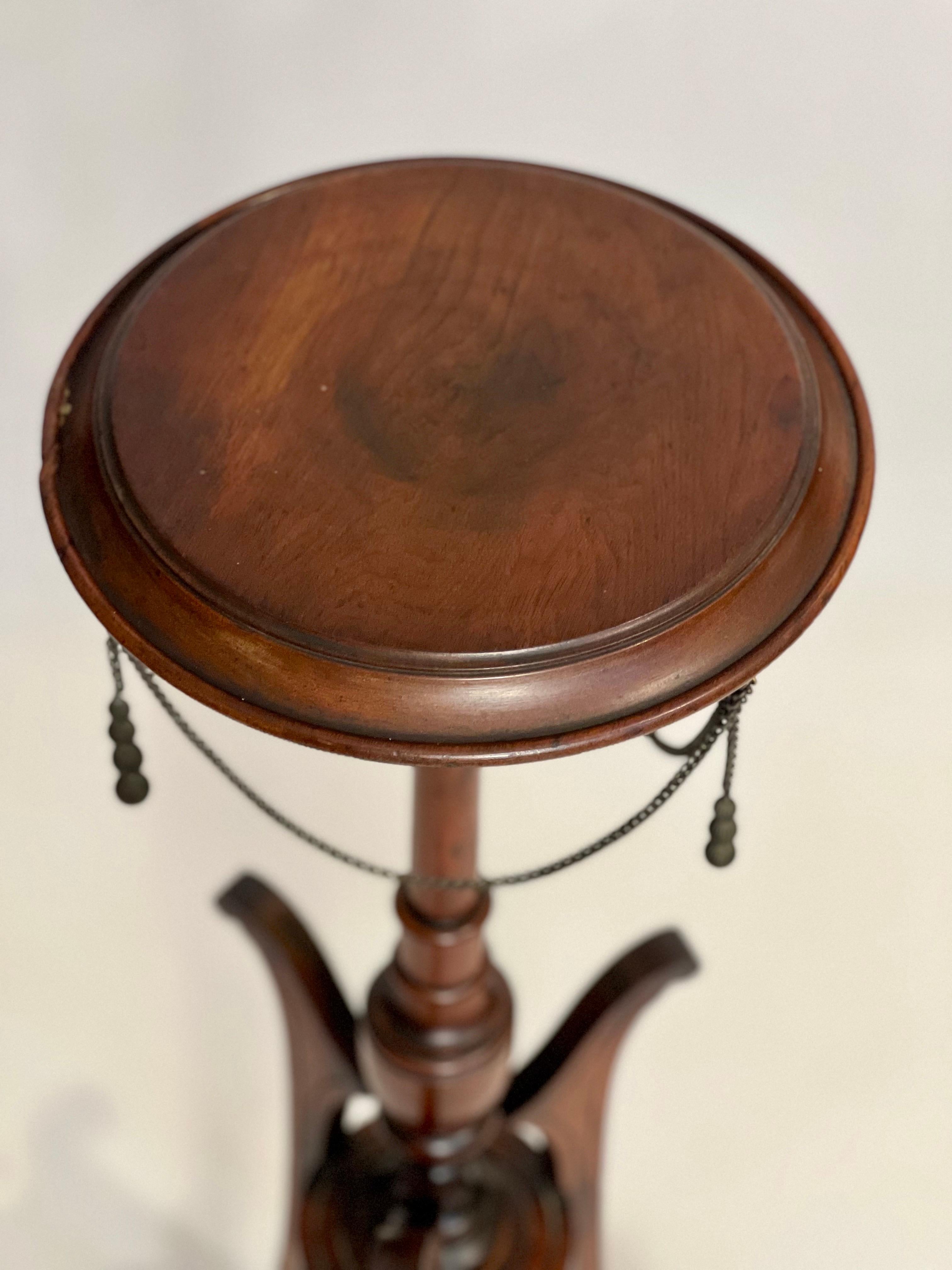 19th Century Antique Victorian Carved Mahogany Pedestal Plant Stand For Sale