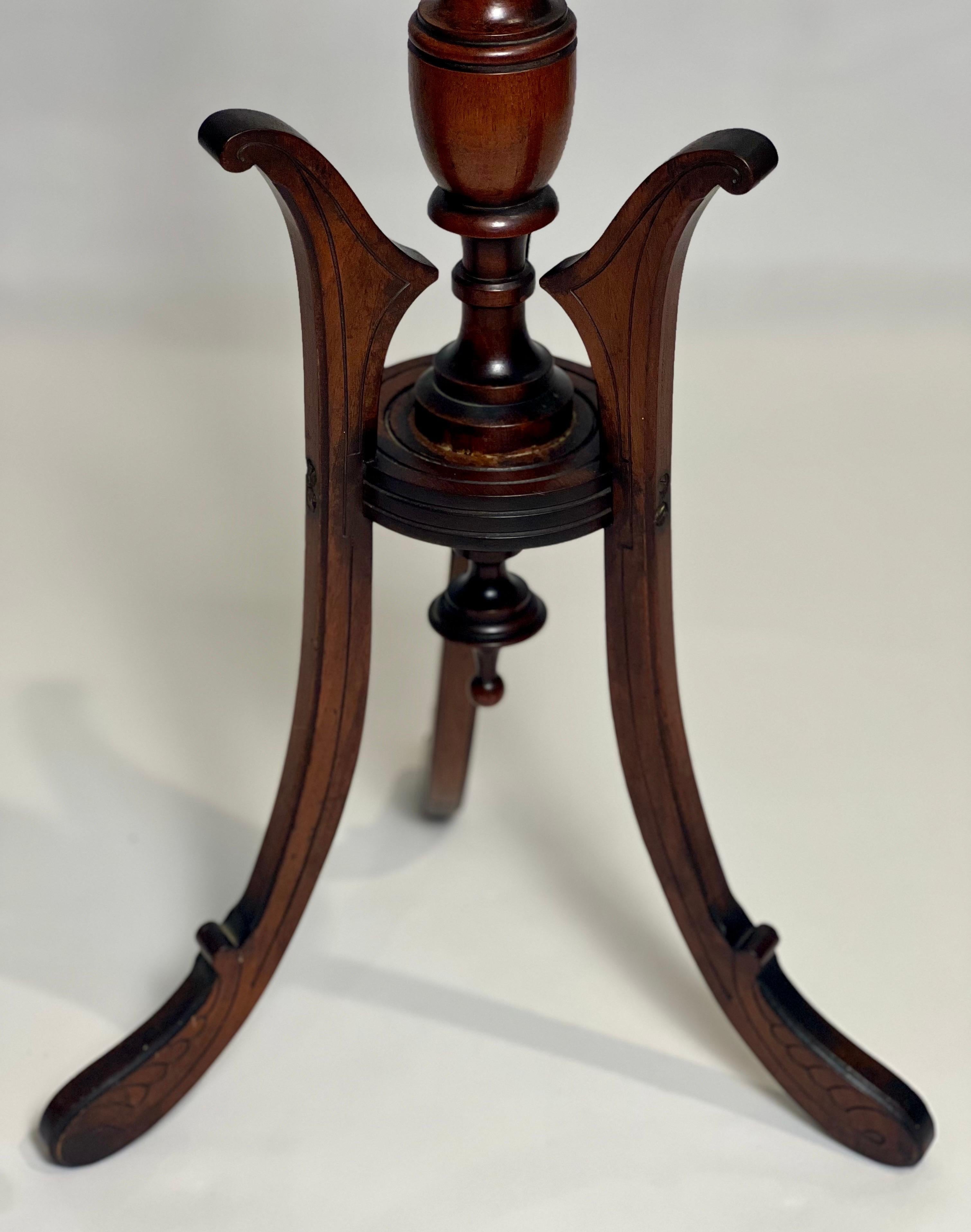 Antique Victorian Carved Mahogany Pedestal Plant Stand For Sale 3