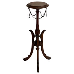 Antique Victorian Carved Mahogany Pedestal Plant Stand